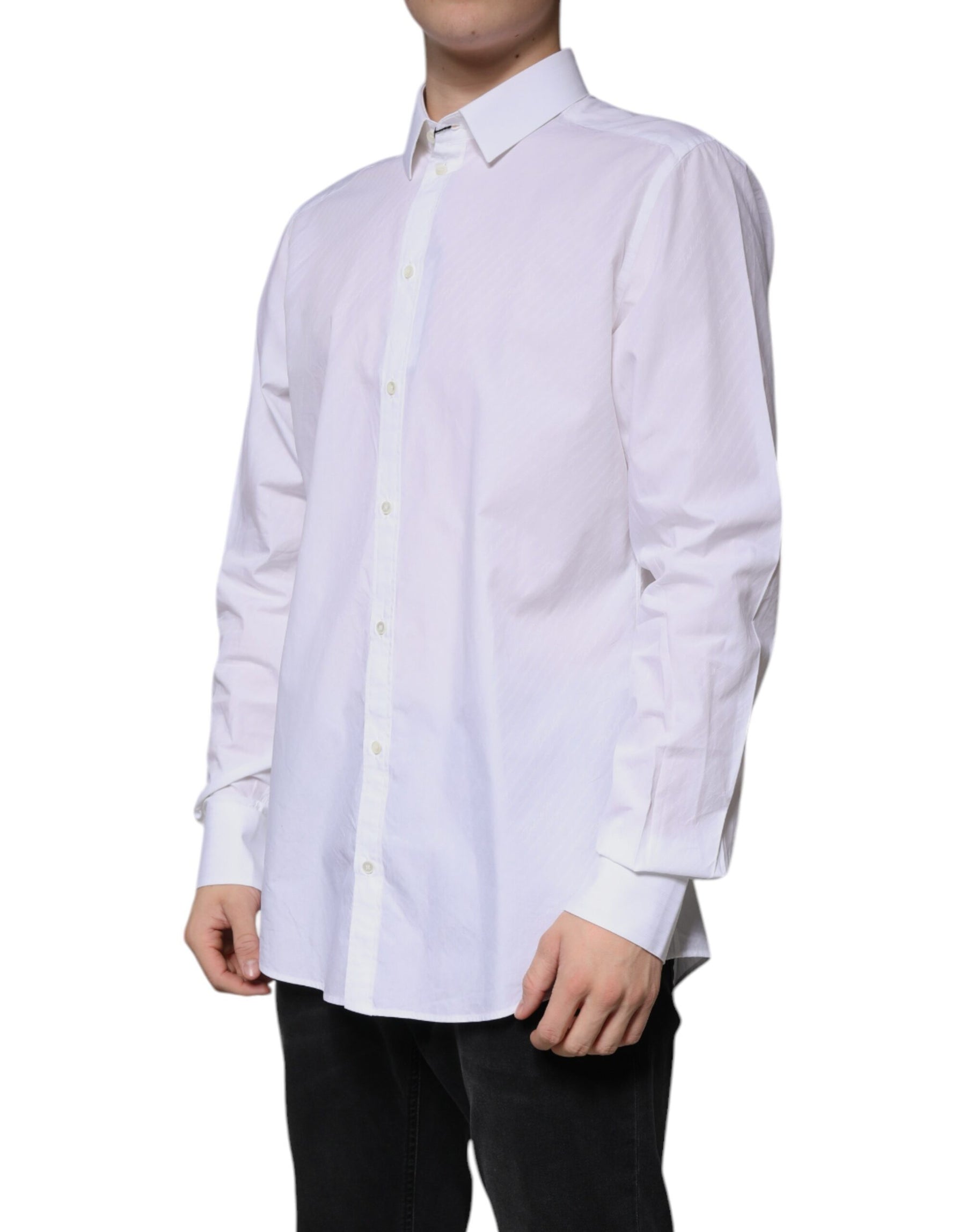 Dolce & Gabbana White Cotton Long Sleeve MARTINI Dress Shirt | Regal Royce