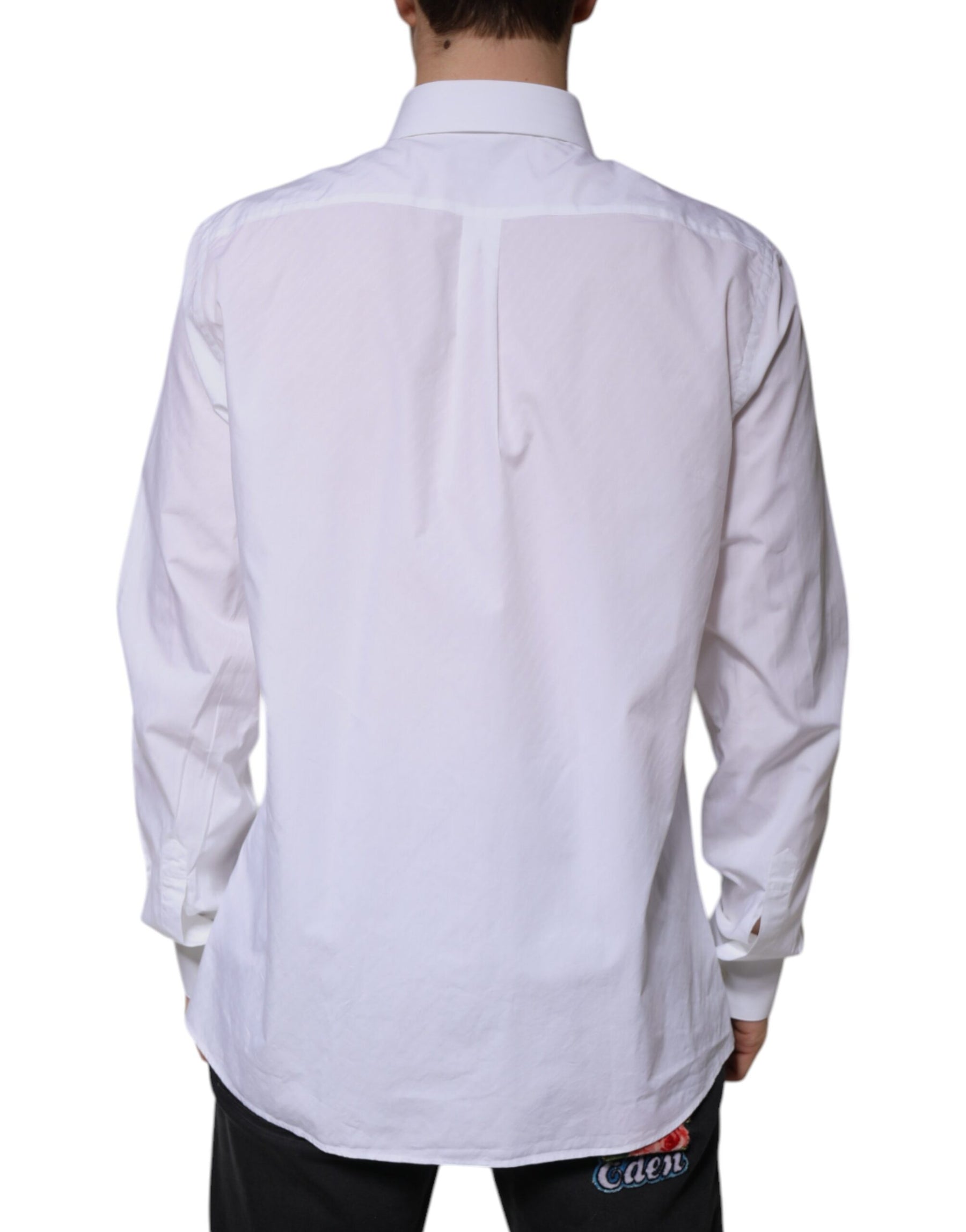 Dolce & Gabbana White Cotton Long Sleeve MARTINI Dress Shirt | Regal Royce