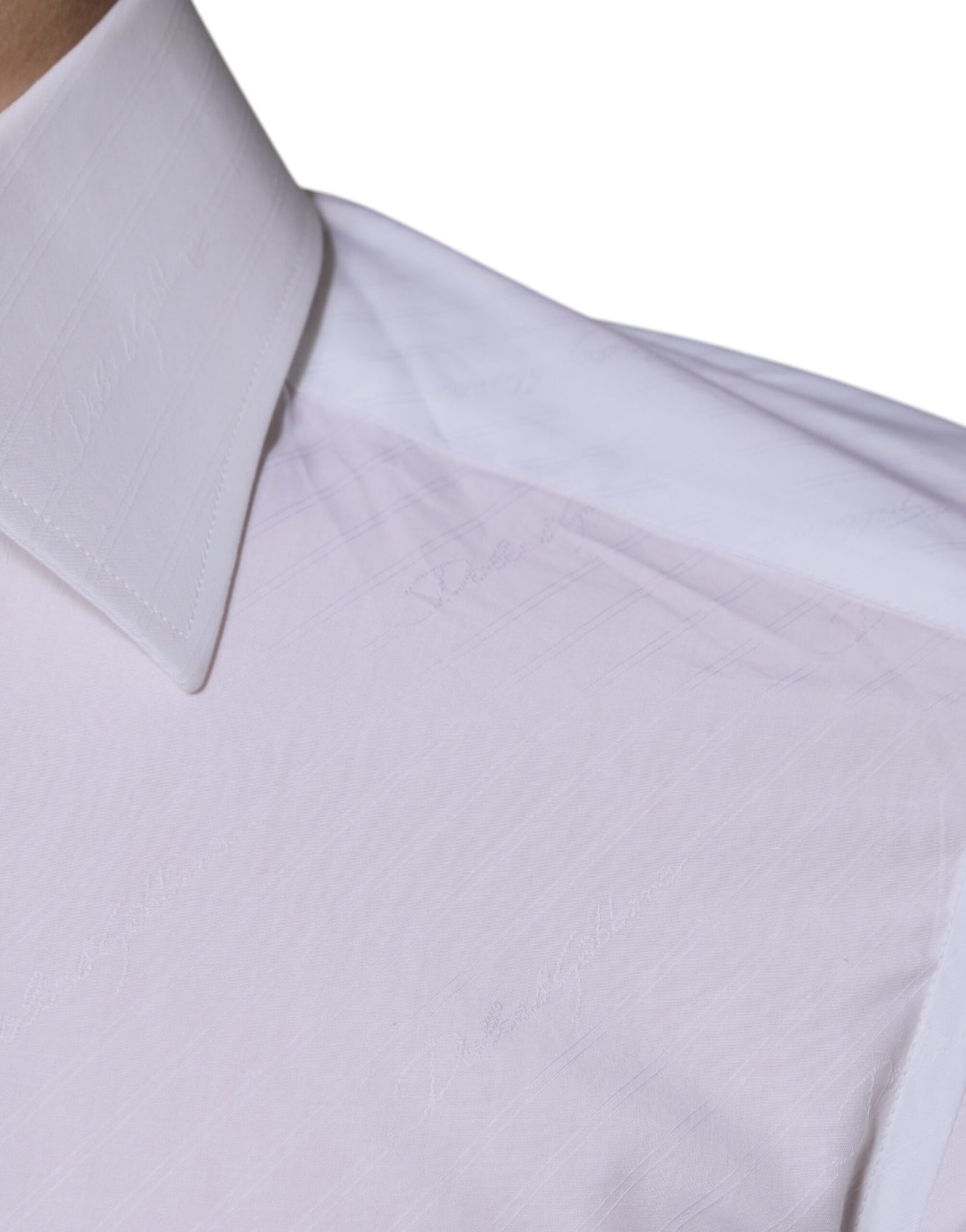 Dolce & Gabbana White Cotton Long Sleeve GOLD Dress Shirt | Regal Royce