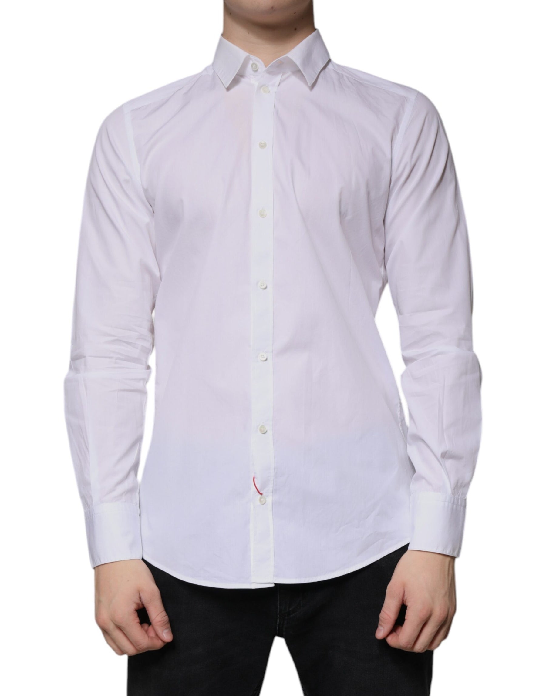 Dolce & Gabbana White Cotton Long Sleeve Formal Dress Shirt | Regal Royce