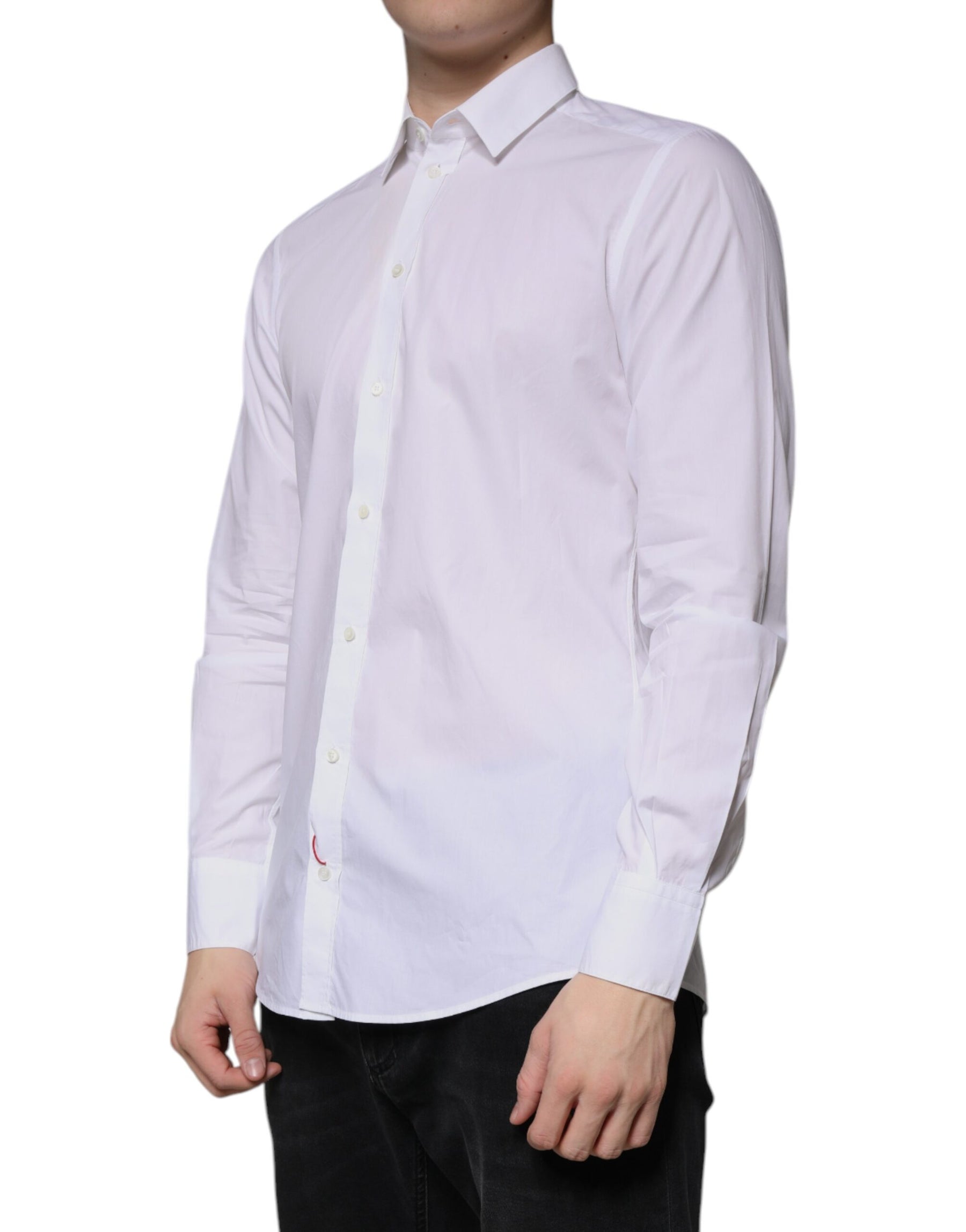 Dolce & Gabbana White Cotton Long Sleeve Formal Dress Shirt | Regal Royce