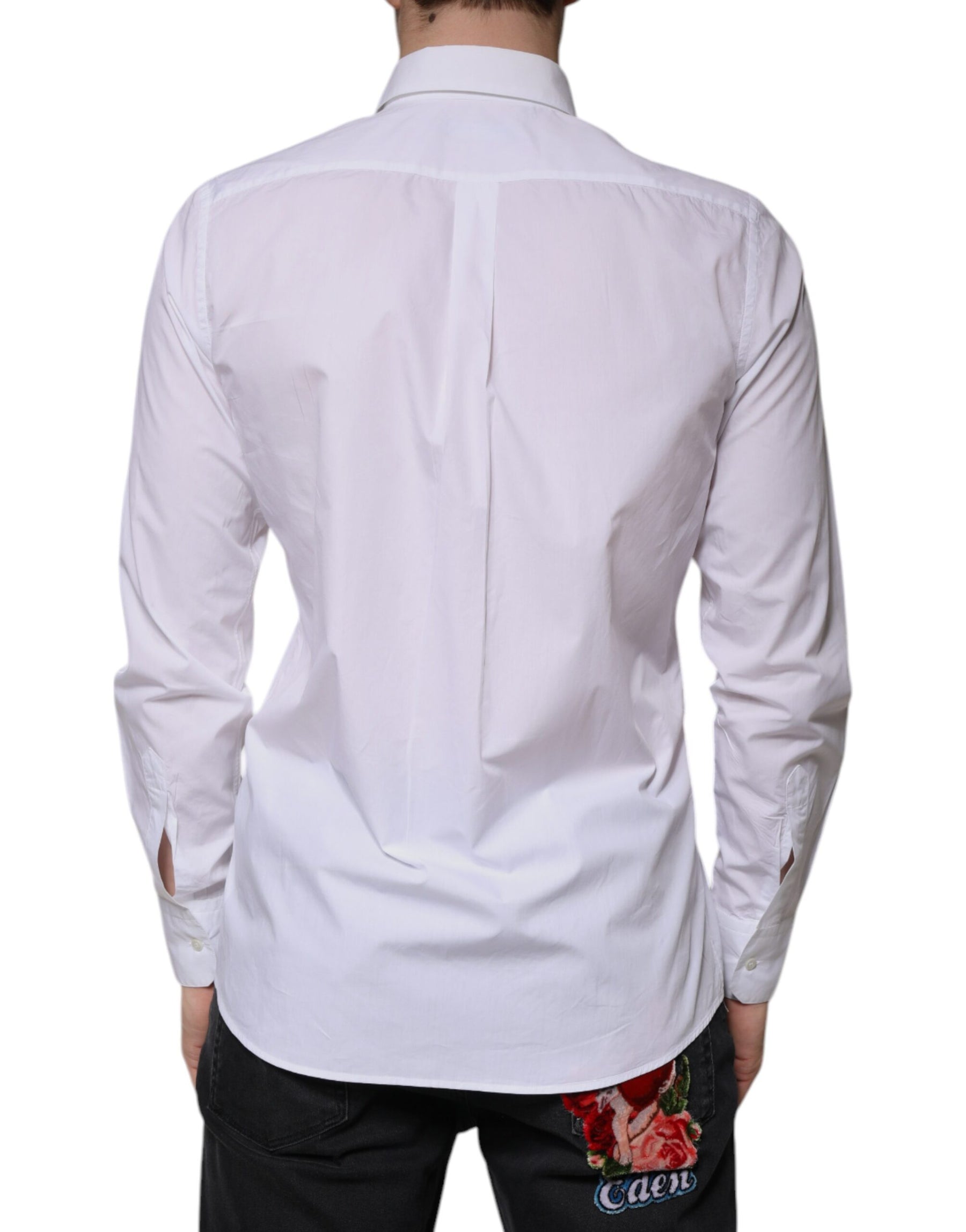 Dolce & Gabbana White Cotton Long Sleeve Formal Dress Shirt | Regal Royce