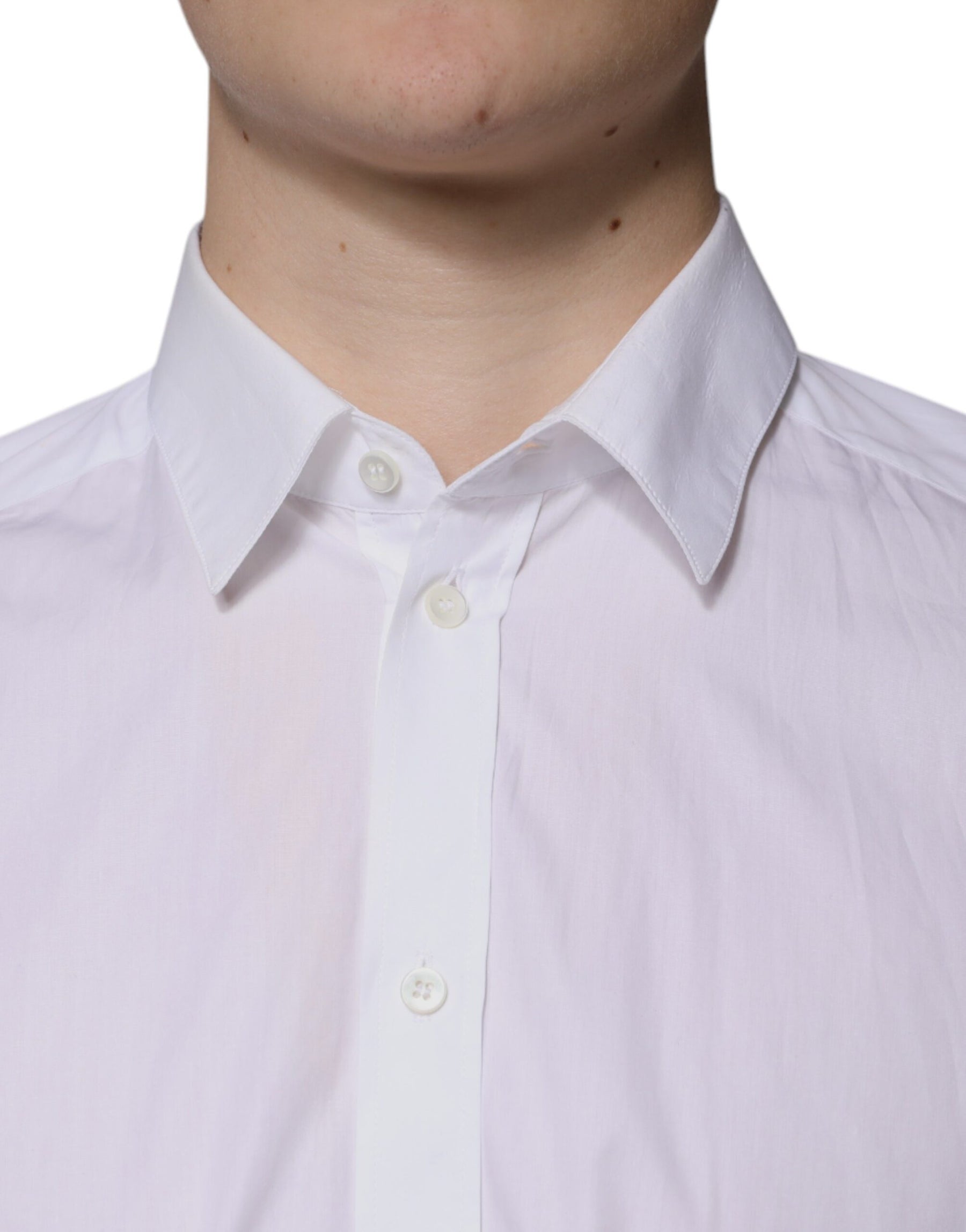 Dolce & Gabbana White Cotton Long Sleeve Formal Dress Shirt | Regal Royce