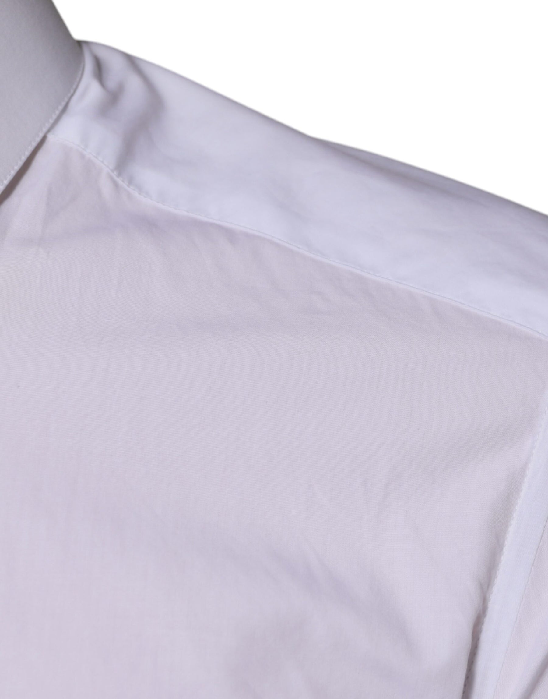 Dolce & Gabbana White Cotton Long Sleeve GOLD Dress Men Shirt | Regal Royce