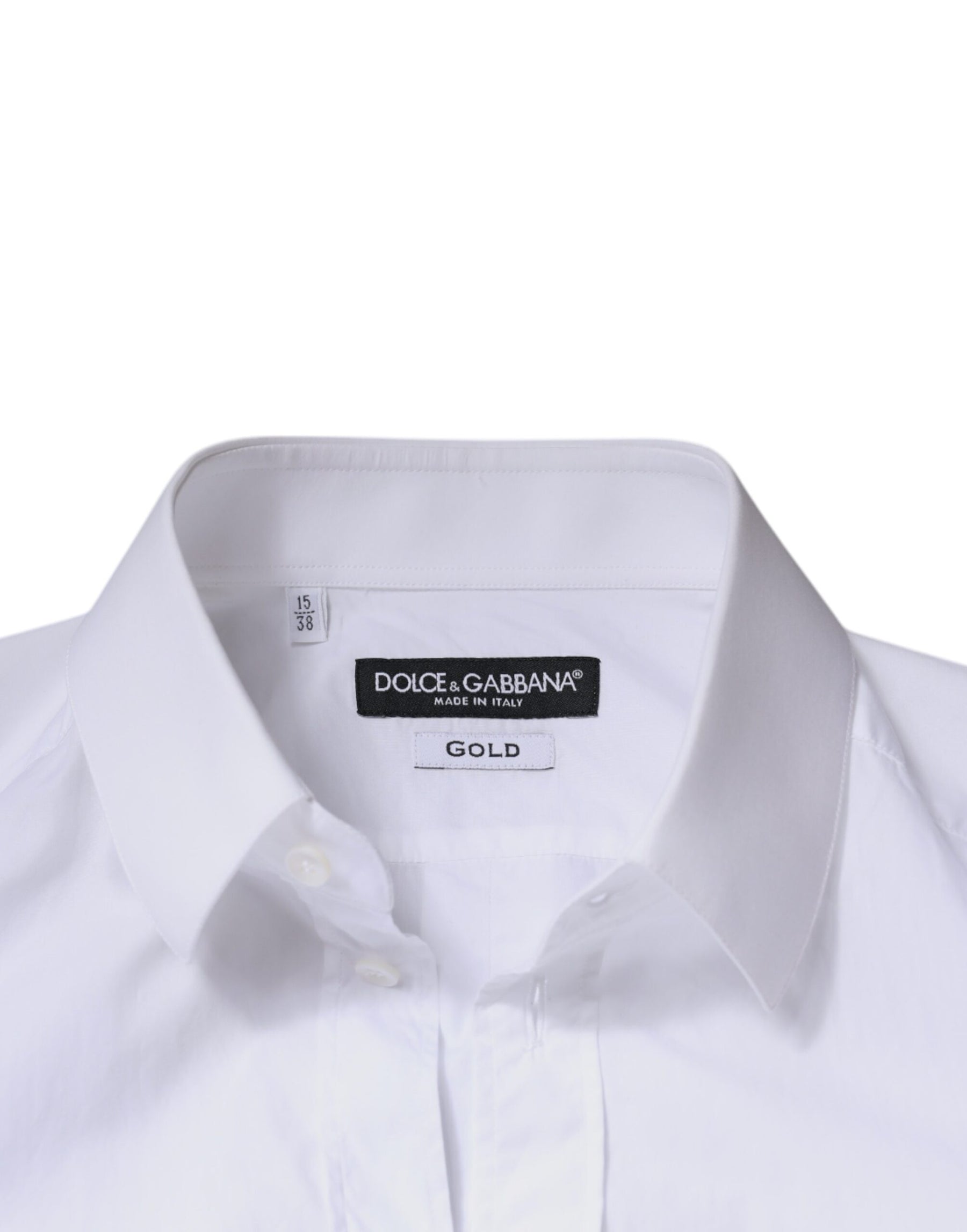 Dolce & Gabbana White Cotton Long Sleeve GOLD Dress Men Shirt | Regal Royce