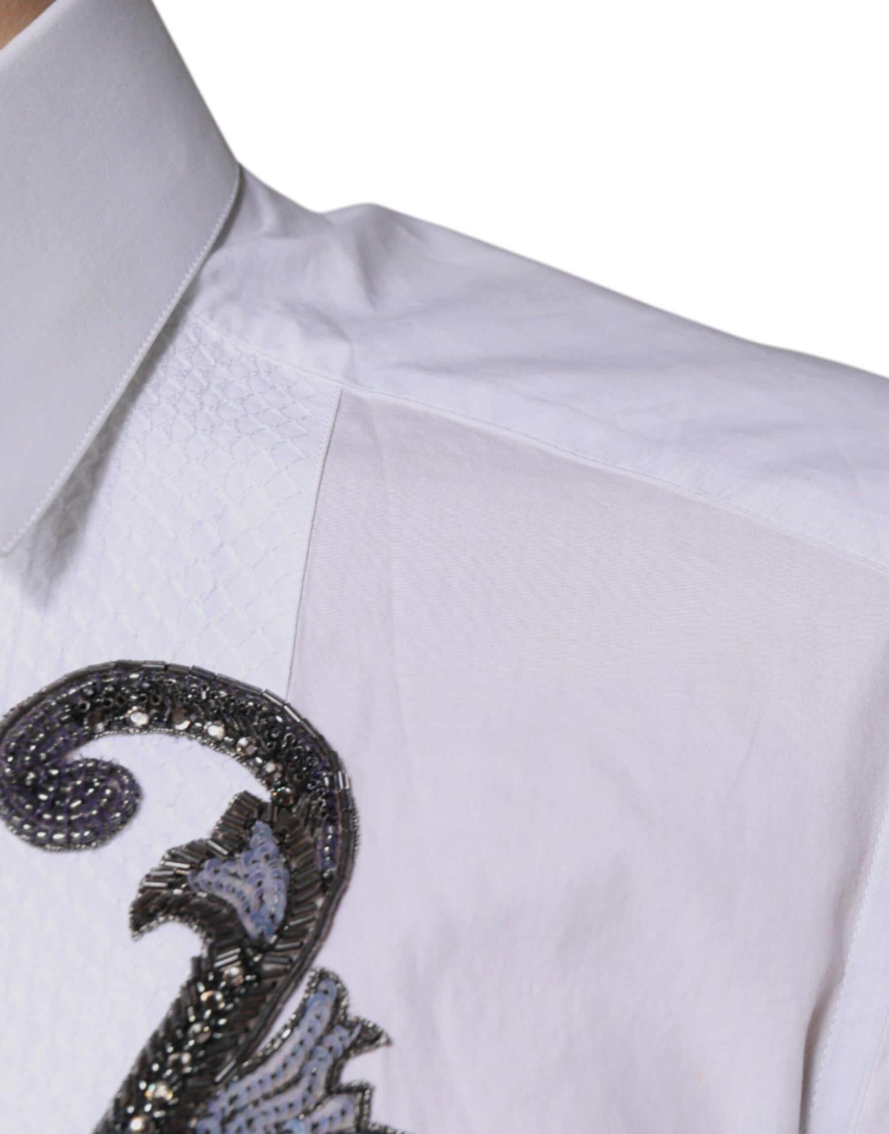 Dolce & Gabbana White Slim Fit Baroque GOLD Men Dress Shirt | Regal Royce
