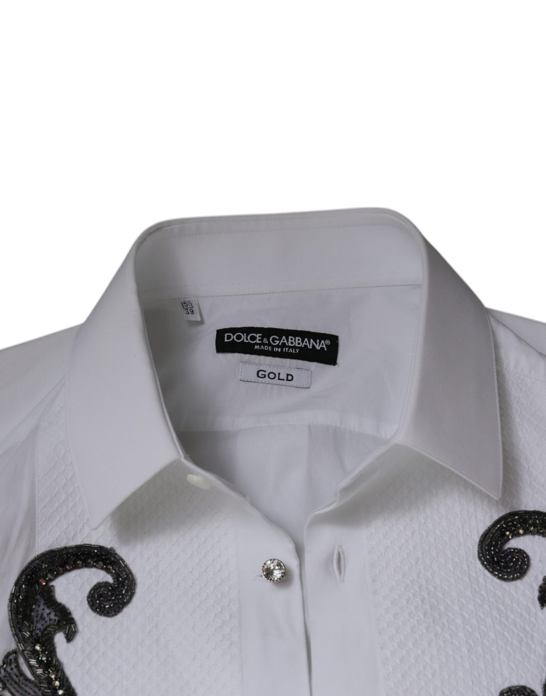 Dolce & Gabbana White Slim Fit Baroque GOLD Men Dress Shirt | Regal Royce