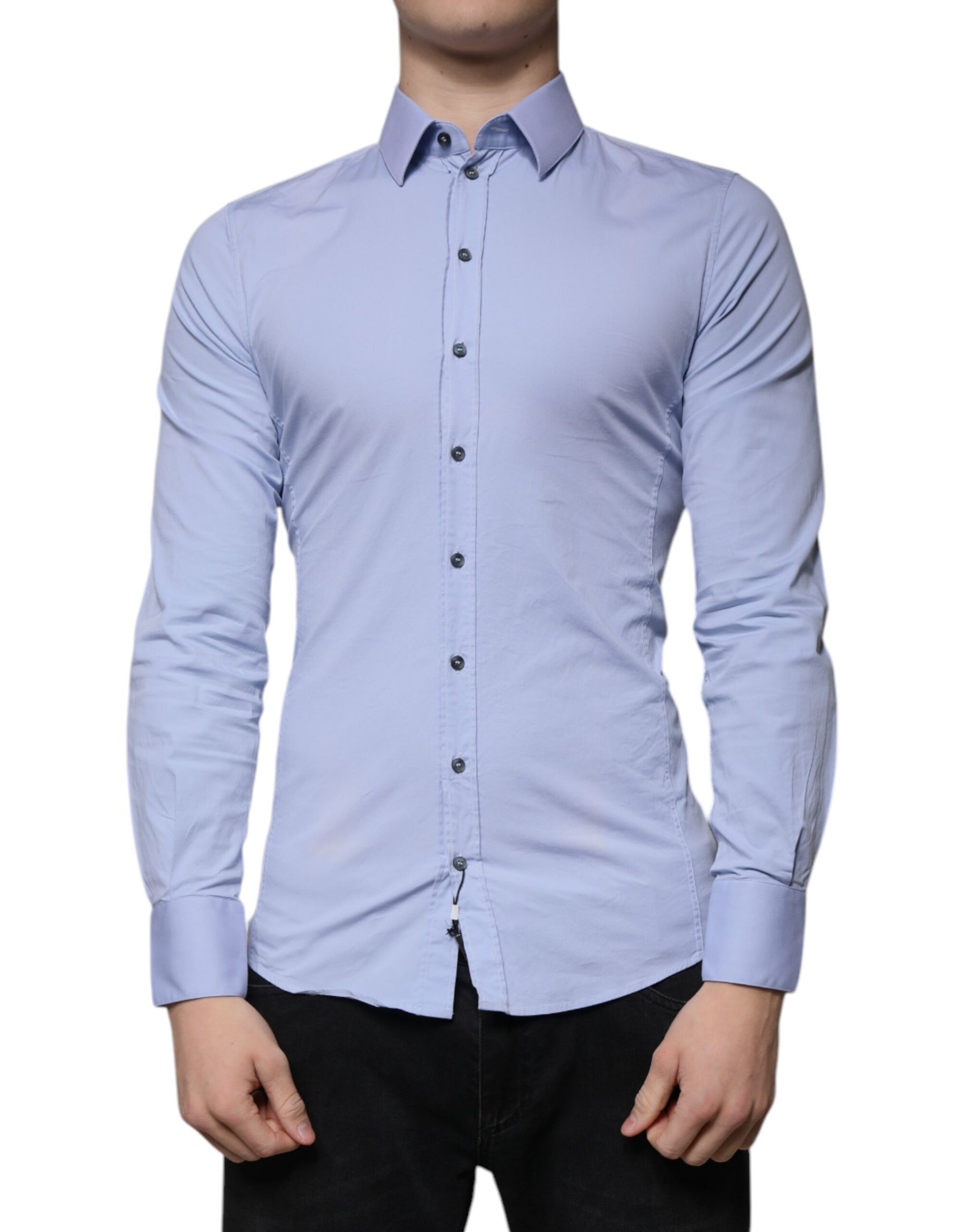 Dolce & Gabbana Light Blue Cotton Slim Fit SICILIA Dress Shirt | Regal Royce