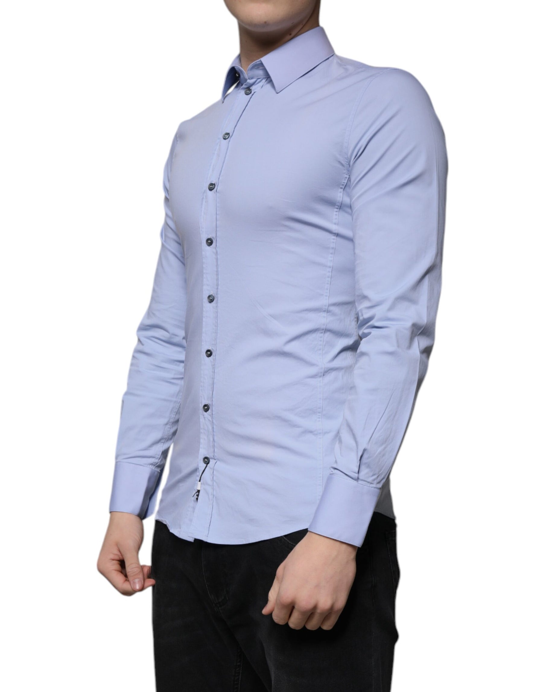 Dolce & Gabbana Light Blue Cotton Slim Fit SICILIA Dress Shirt | Regal Royce