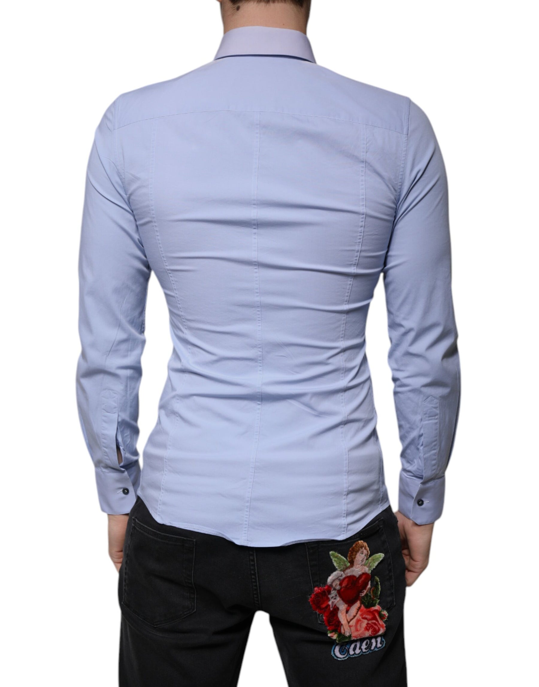 Dolce & Gabbana Light Blue Cotton Slim Fit SICILIA Dress Shirt | Regal Royce