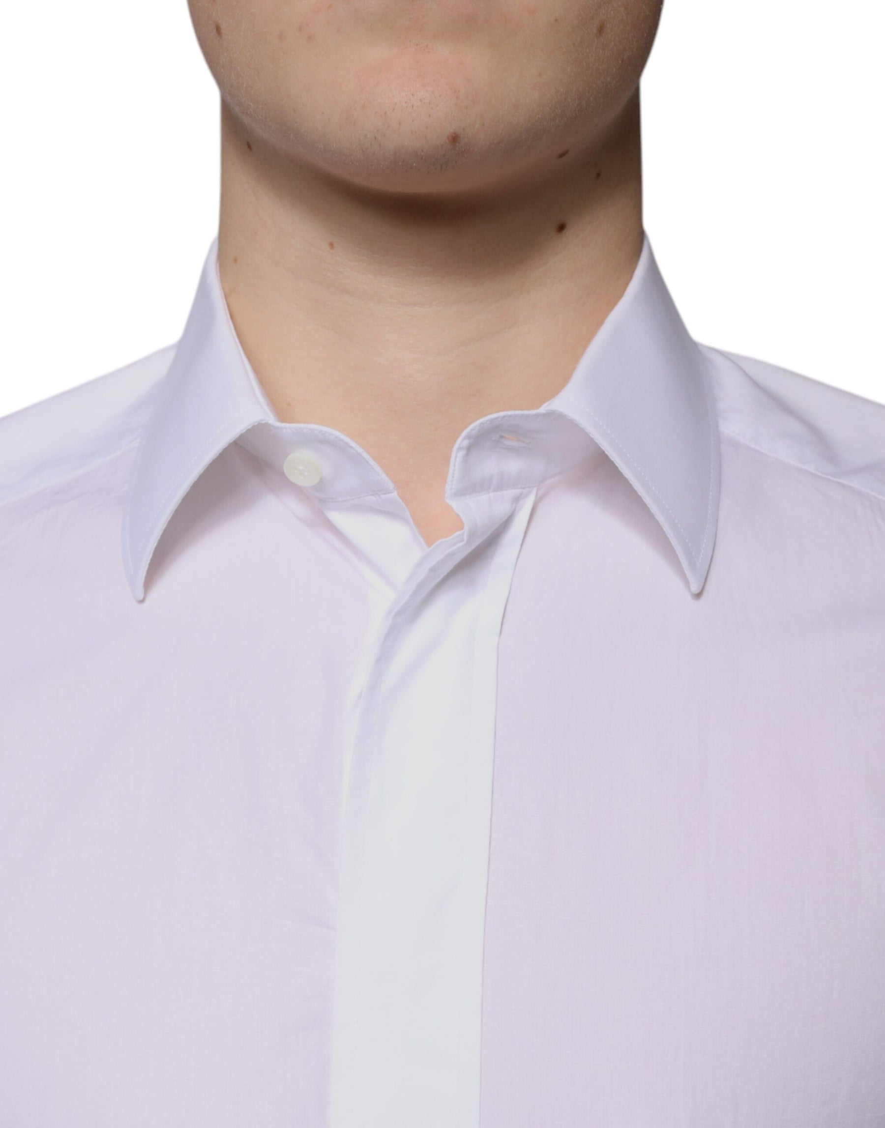 Dolce & Gabbana White Cotton Slim Fit GOLD Men Dress Shirt | Regal Royce