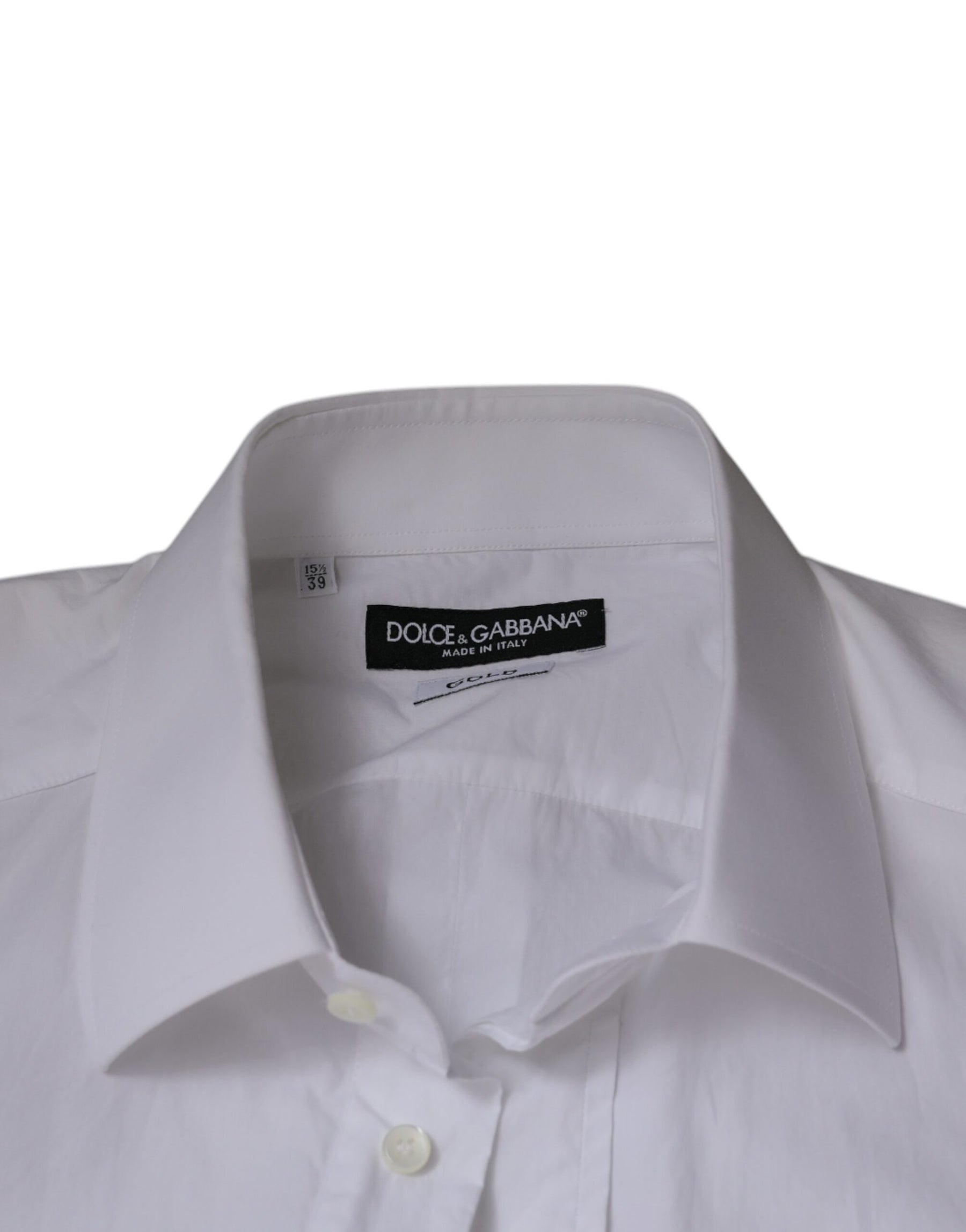 Dolce & Gabbana White Cotton Slim Fit GOLD Men Dress Shirt | Regal Royce