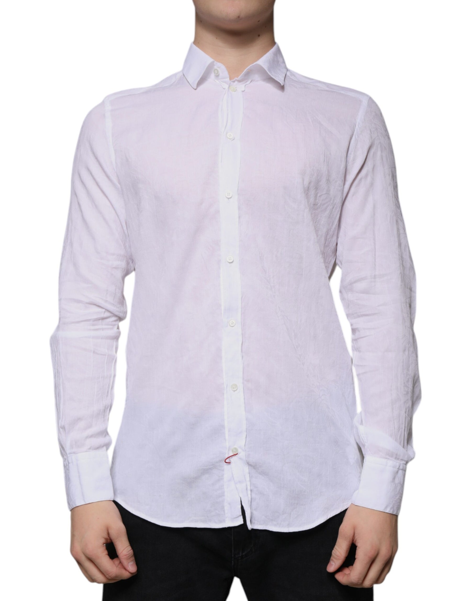 Dolce & Gabbana White Cotton Slim Fit Men Formal Dress Shirt | Regal Royce