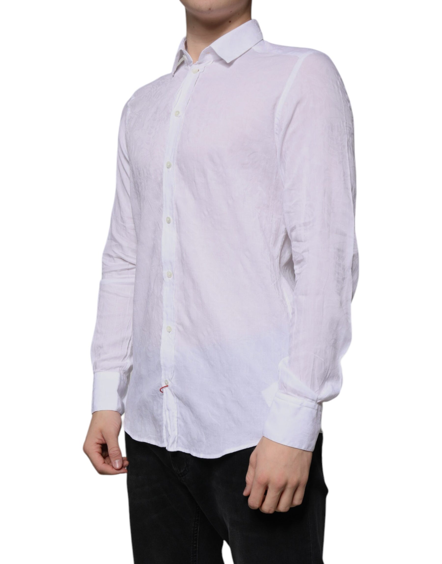 Dolce & Gabbana White Cotton Slim Fit Men Formal Dress Shirt | Regal Royce