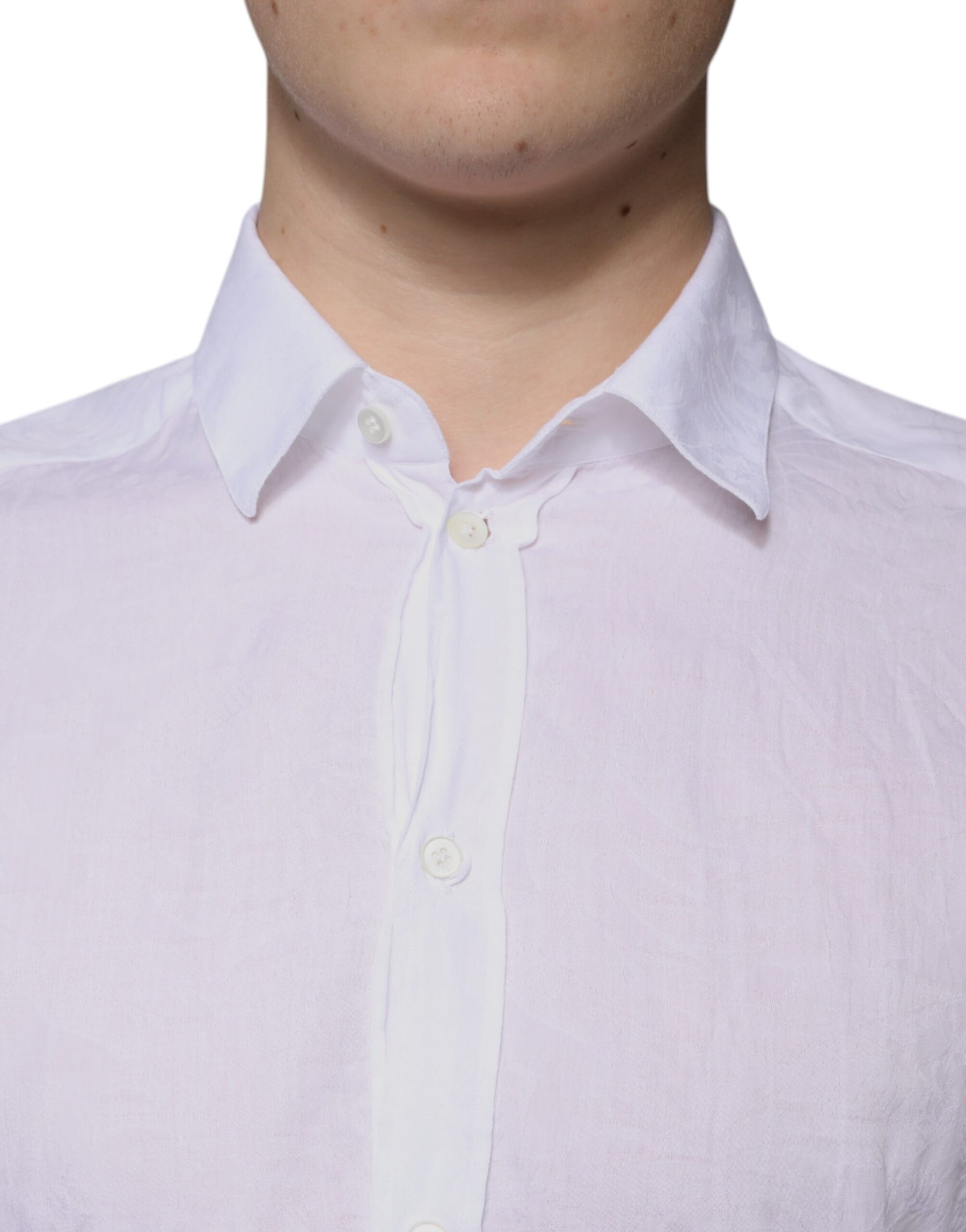 Dolce & Gabbana White Cotton Slim Fit Men Formal Dress Shirt | Regal Royce