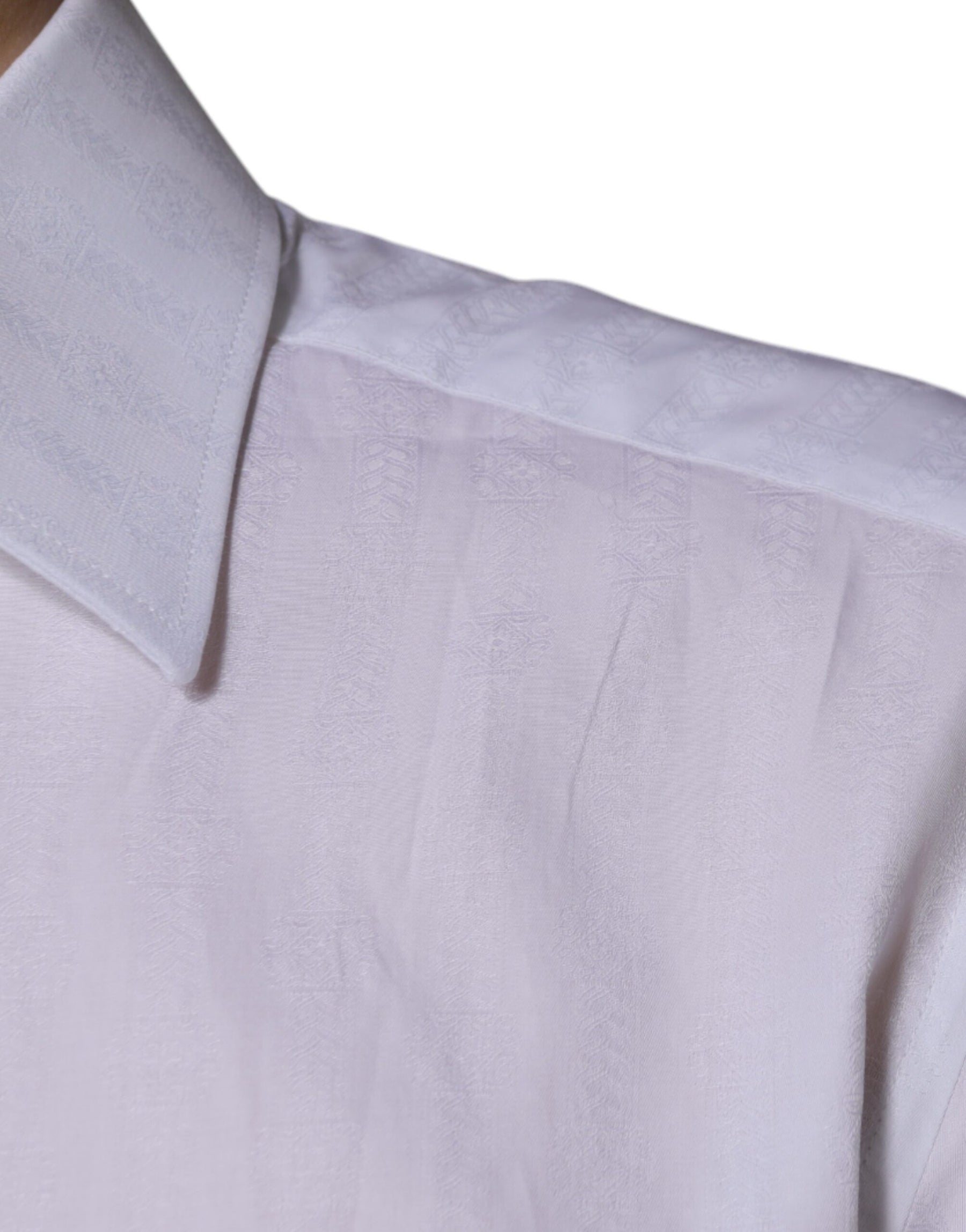 Dolce & Gabbana White Cotton Slim Fit Formal GOLD Dress Shirt | Regal Royce