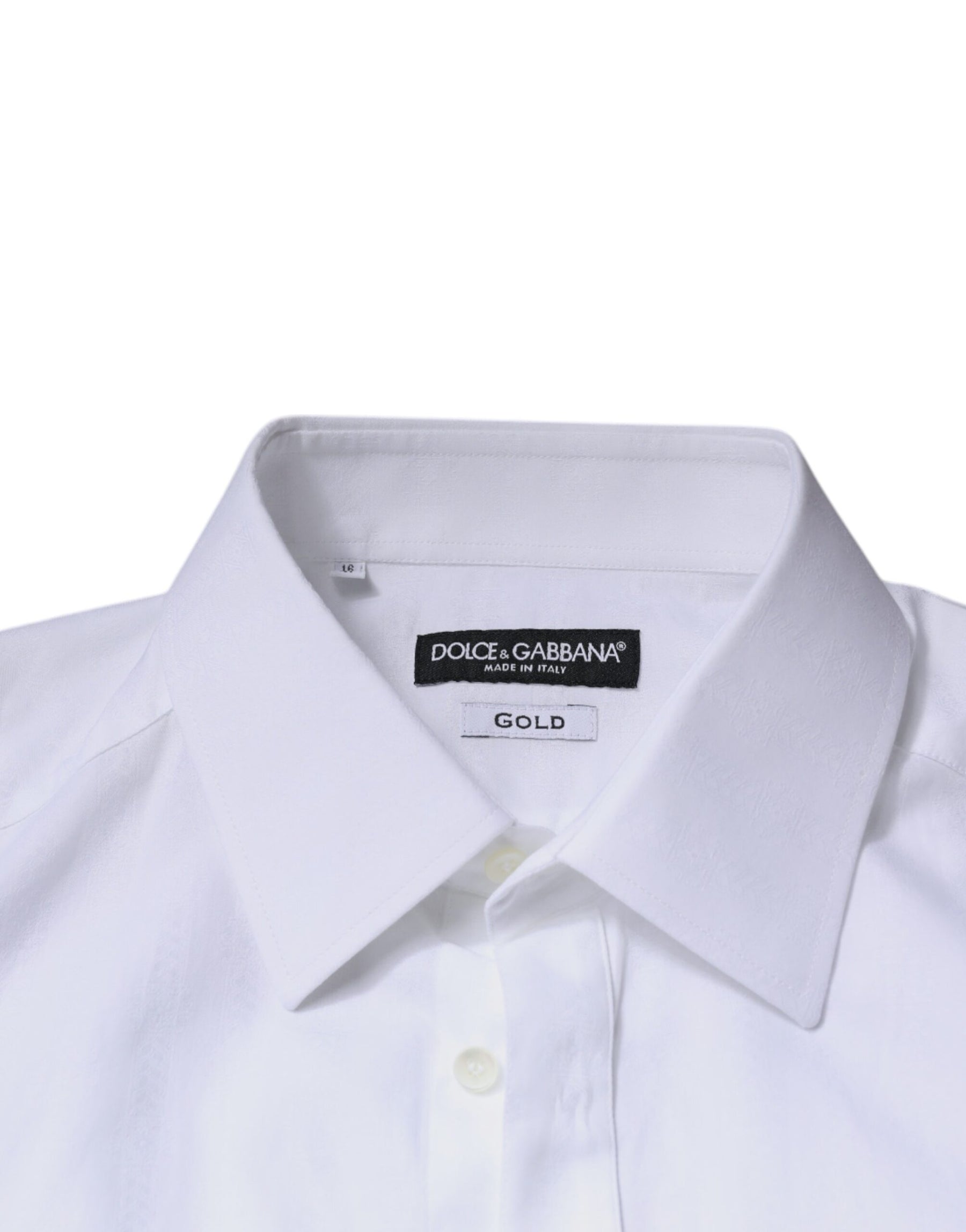 Dolce & Gabbana White Cotton Slim Fit Formal GOLD Dress Shirt | Regal Royce