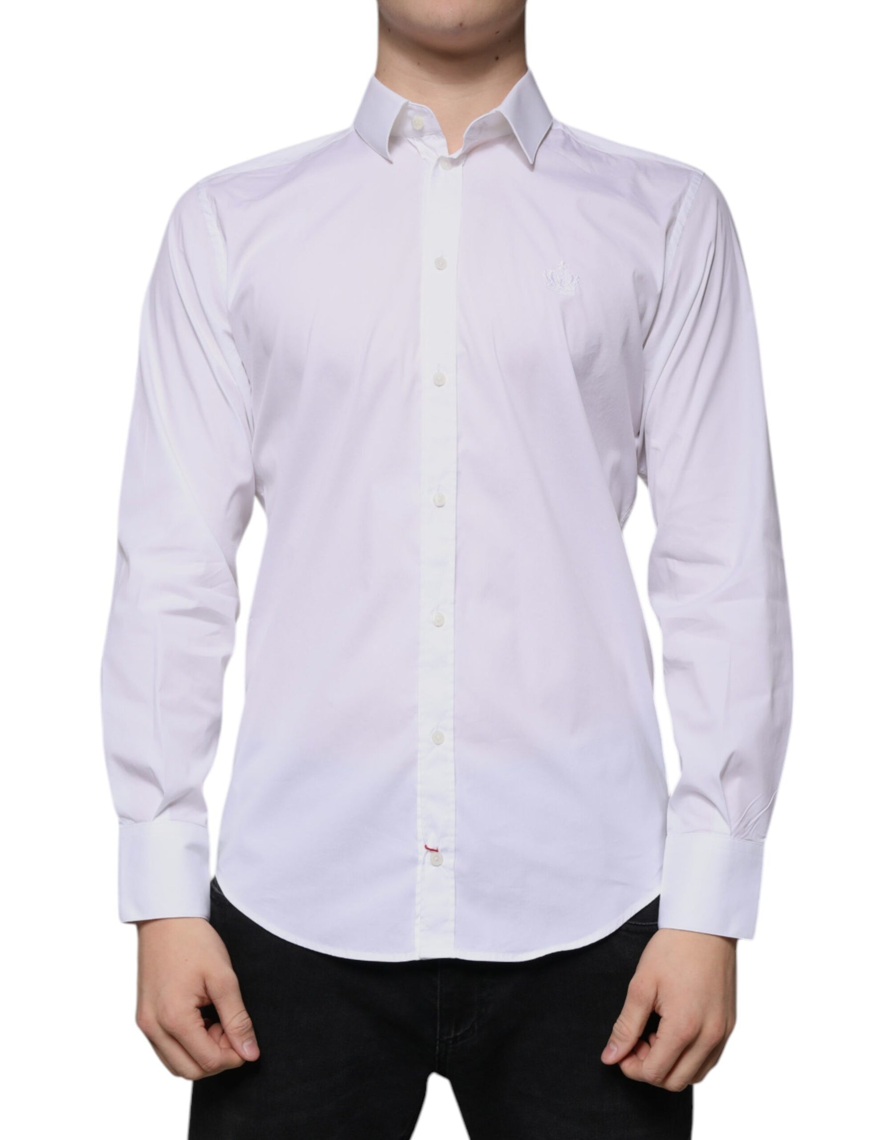 Dolce & Gabbana White Cotton Blend Men MARTINI Dress Shirt | Regal Royce