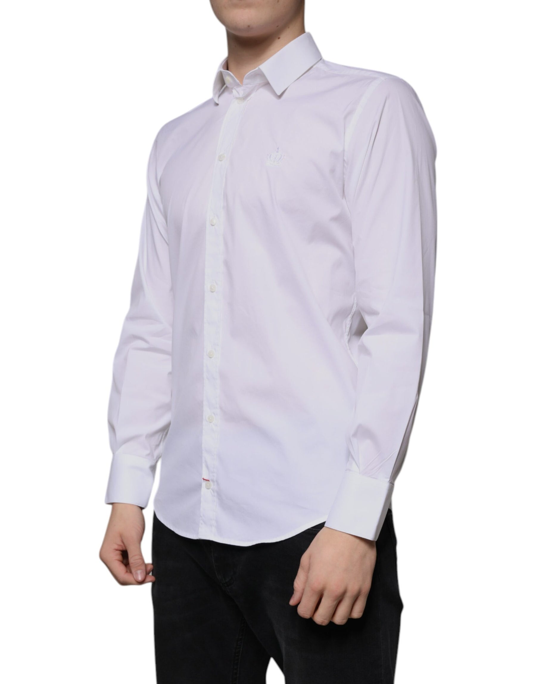 Dolce & Gabbana White Cotton Blend Men MARTINI Dress Shirt | Regal Royce