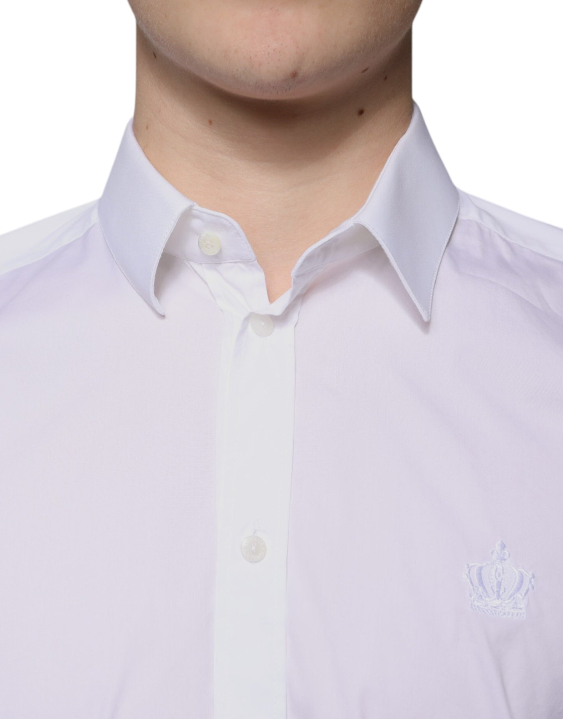 Dolce & Gabbana White Cotton Blend Men MARTINI Dress Shirt | Regal Royce