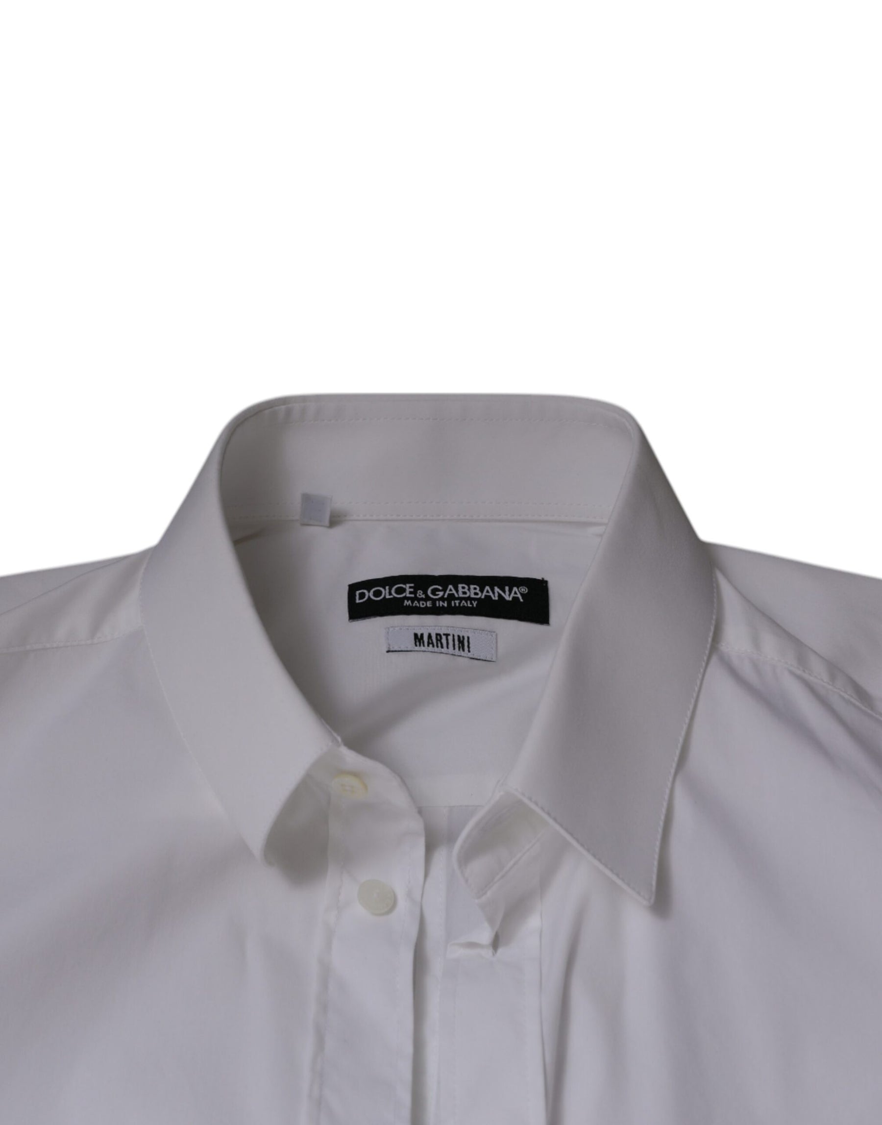 Dolce & Gabbana White Cotton Blend Men MARTINI Dress Shirt | Regal Royce