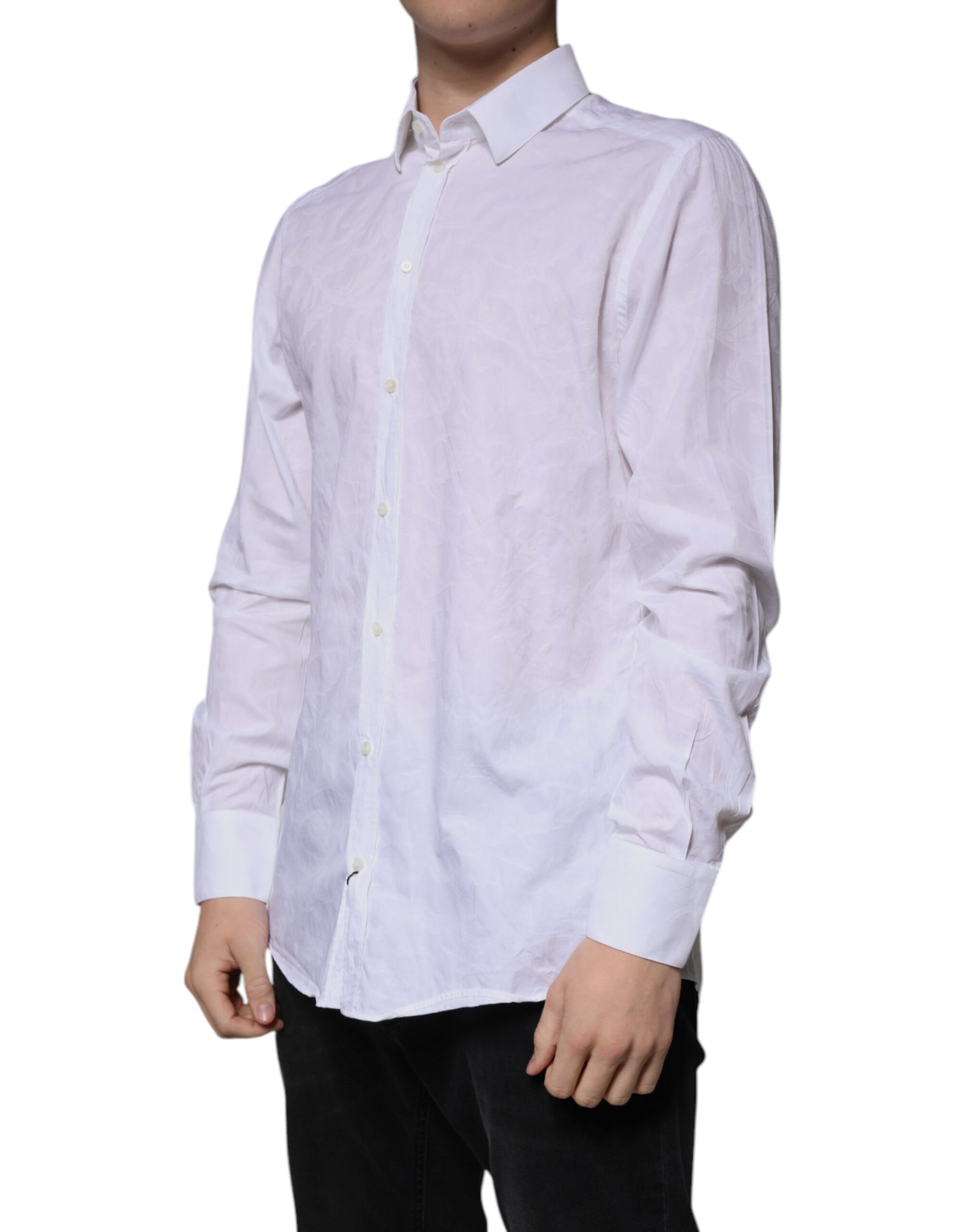 Dolce & Gabbana White Cotton Slim Fit Men MARTINI Dress Shirt | Regal Royce