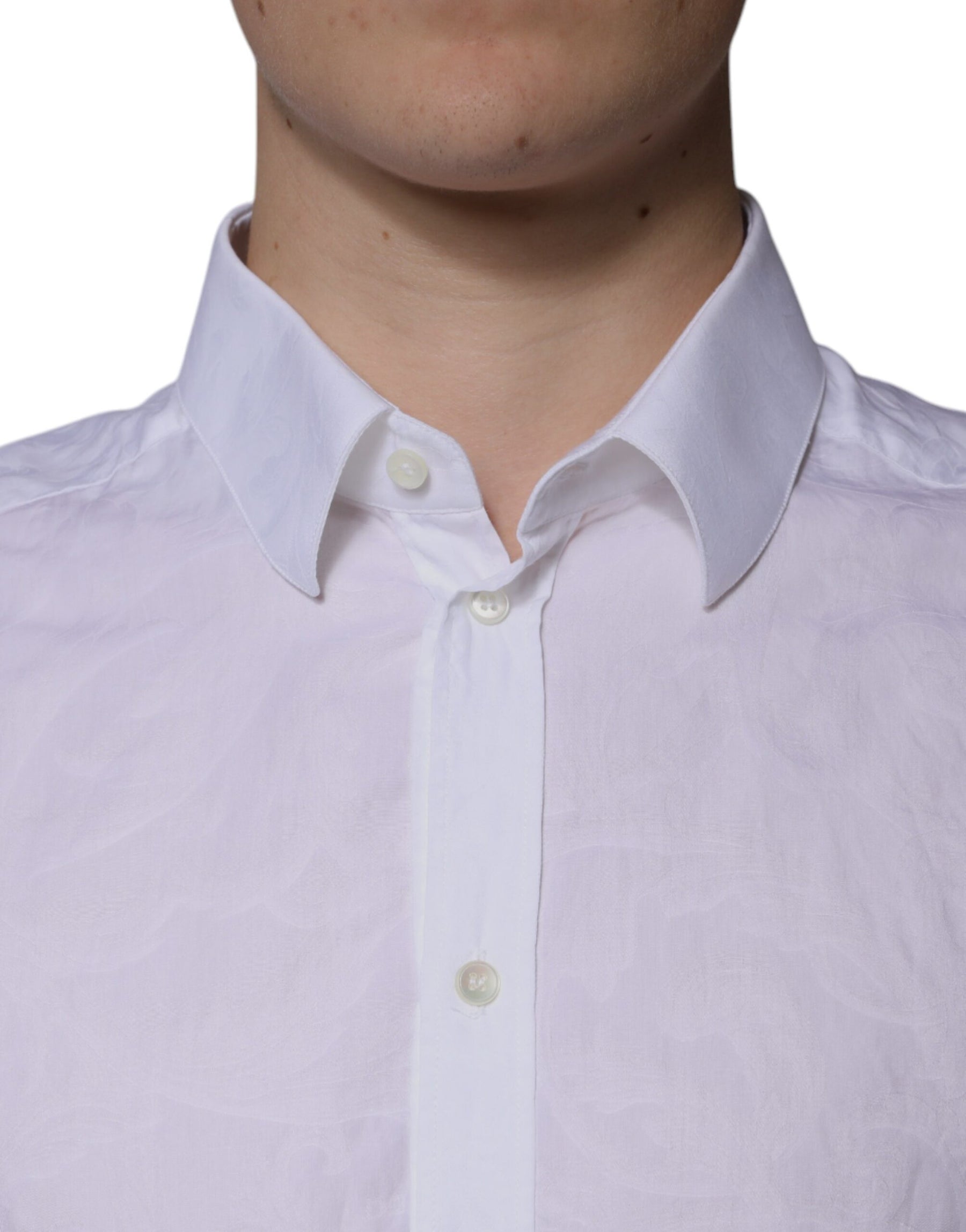 Dolce & Gabbana White Cotton Slim Fit Men MARTINI Dress Shirt | Regal Royce