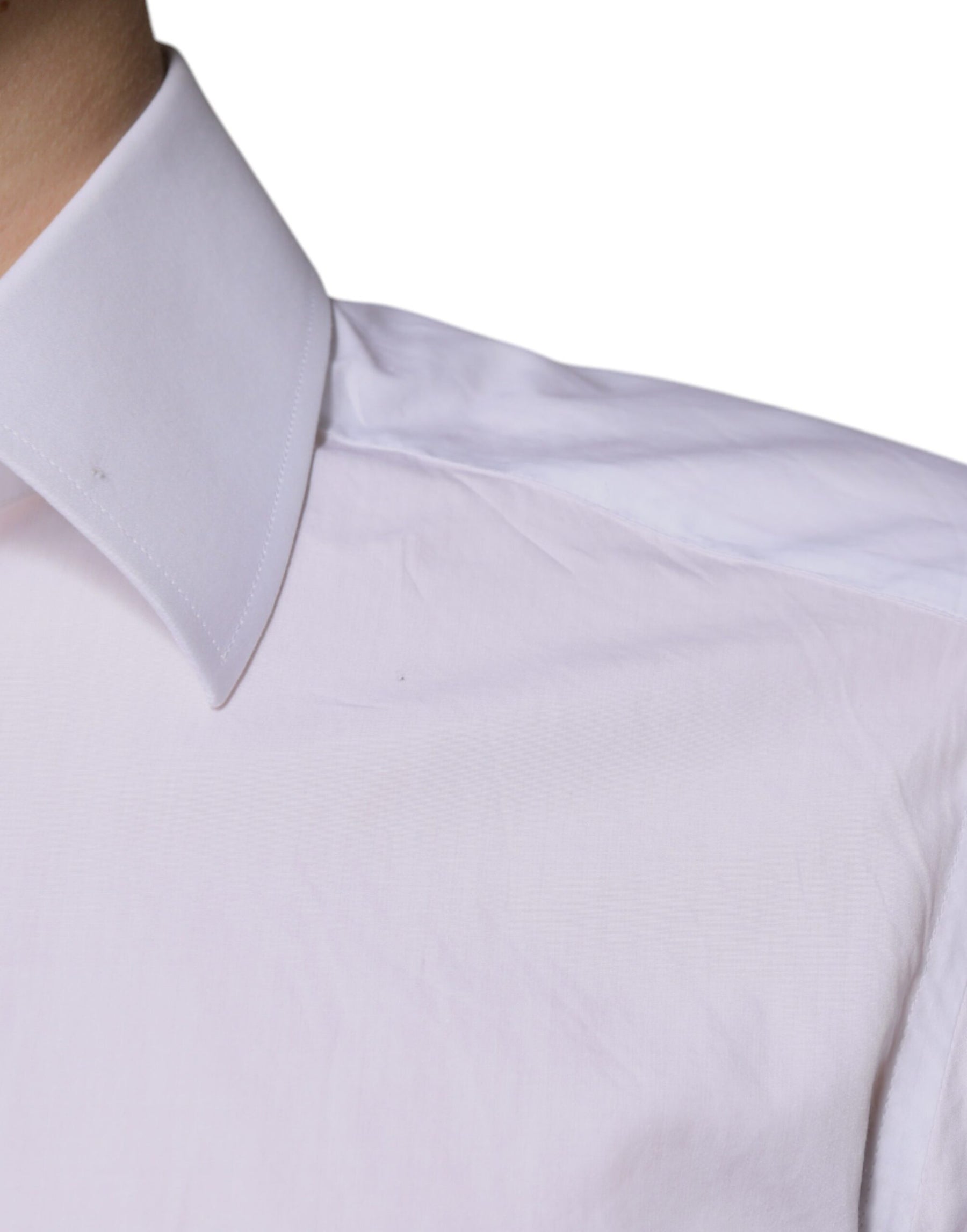 Dolce & Gabbana White Cotton Slim Fit Men GOLD Dress Shirt | Regal Royce