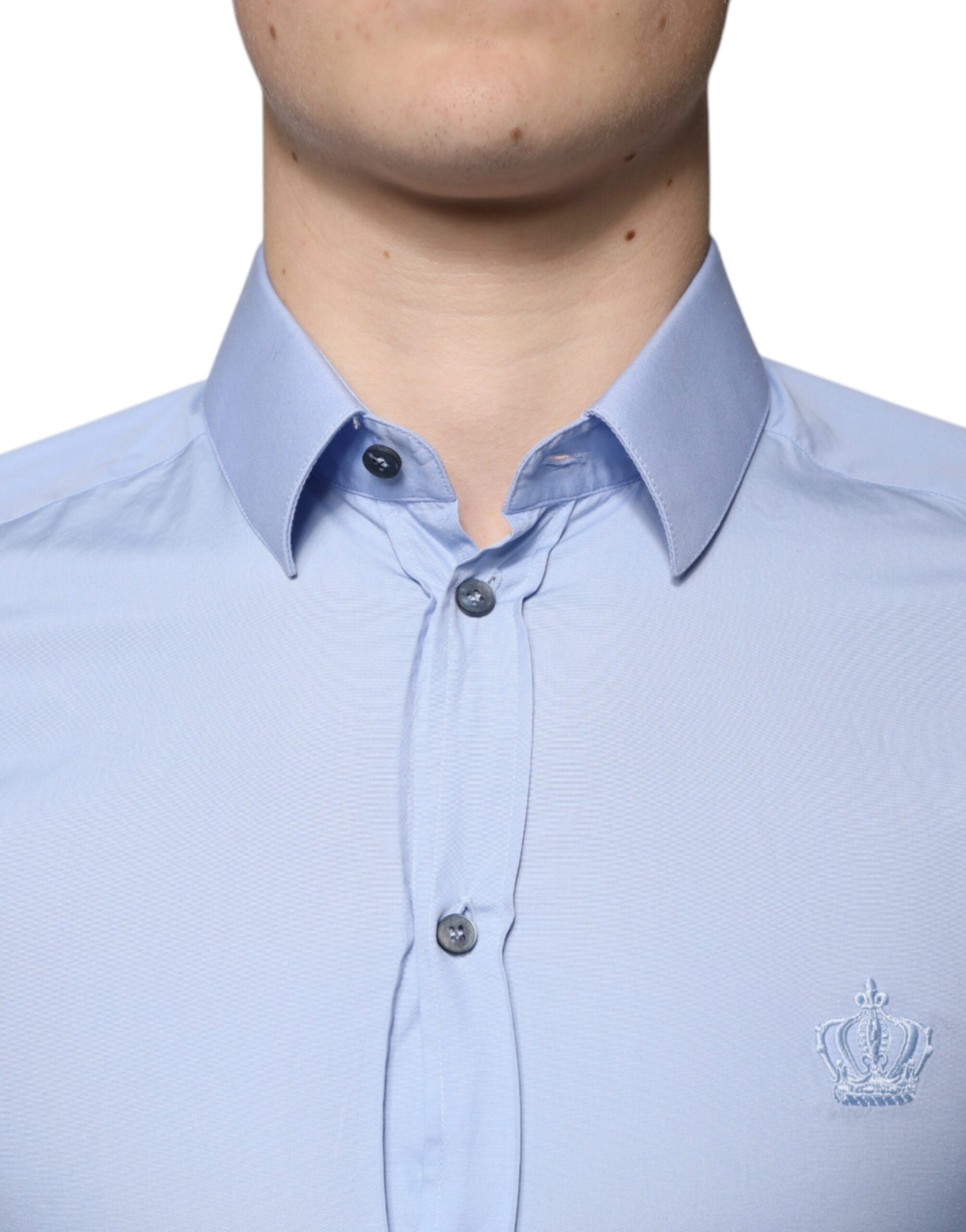 Dolce & Gabbana Light Blue Cotton Slim Fit GOLD Dress Shirt | Regal Royce