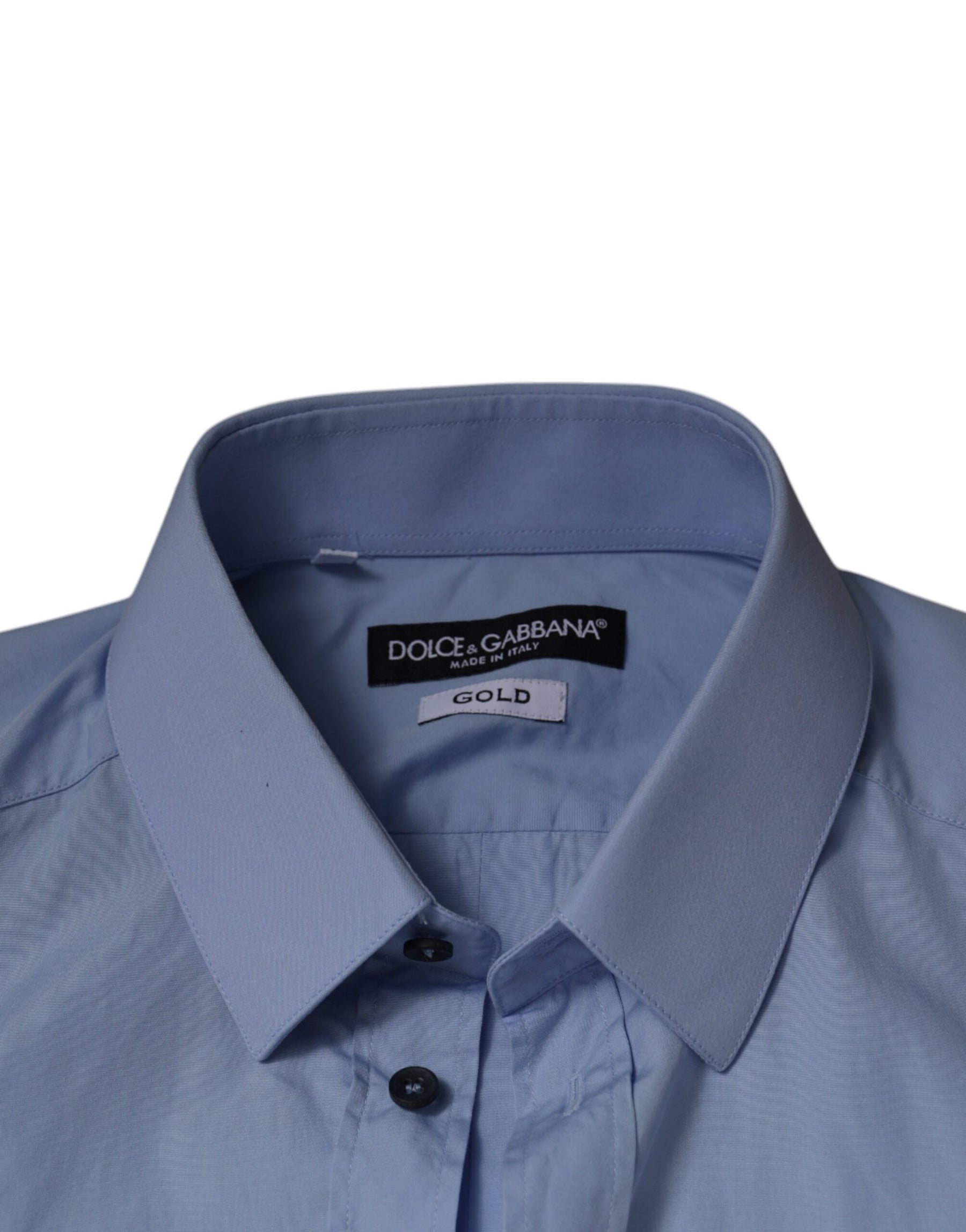 Dolce & Gabbana Light Blue Cotton Slim Fit GOLD Dress Shirt | Regal Royce