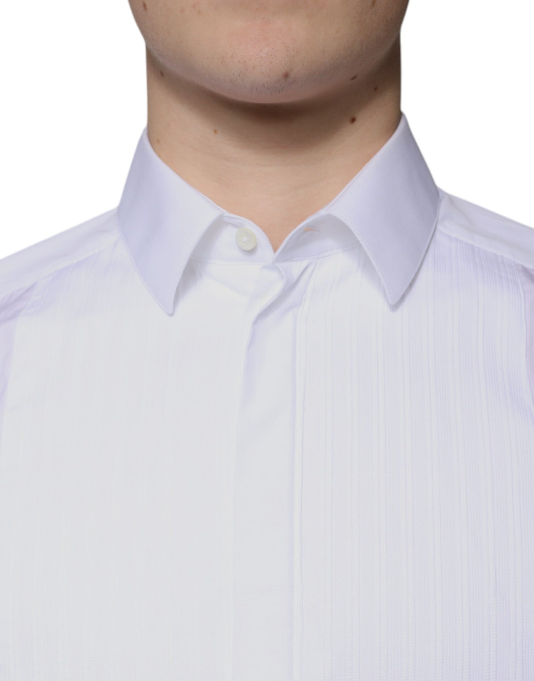 Dolce & Gabbana White Bib Cotton Poplin GOLD Men Formal Shirt | Regal Royce