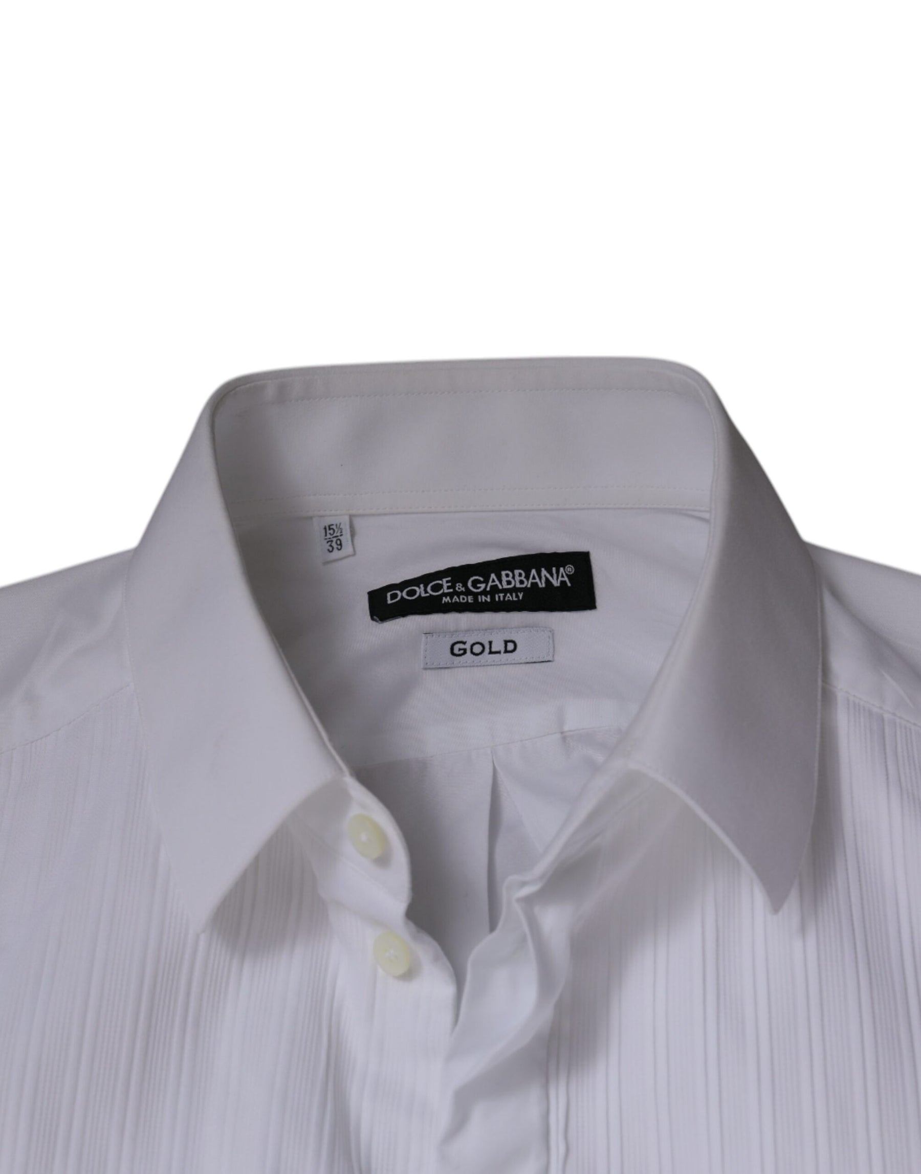Dolce & Gabbana White Bib Cotton Poplin GOLD Men Formal Shirt | Regal Royce