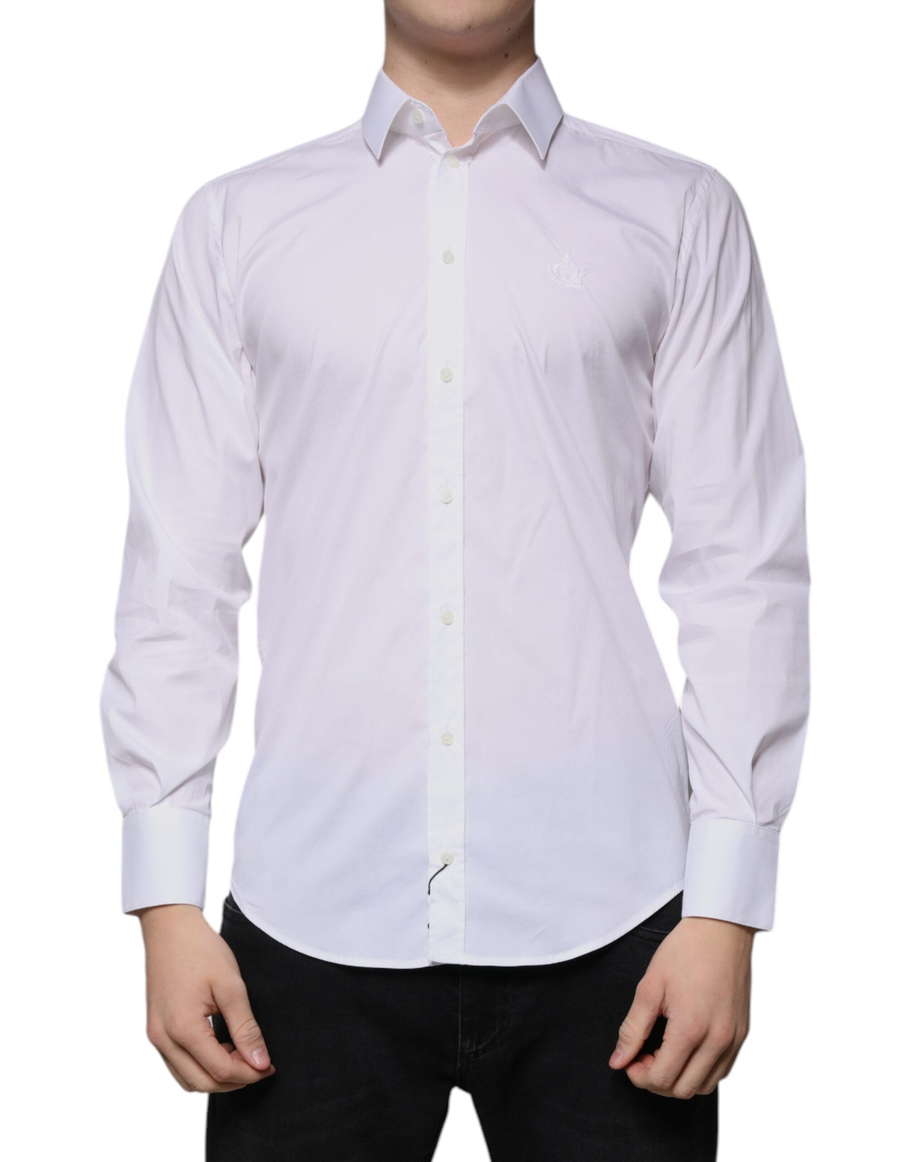 Dolce & Gabbana White Cotton Slim Fit Men MARTINI Dress Shirt | Regal Royce