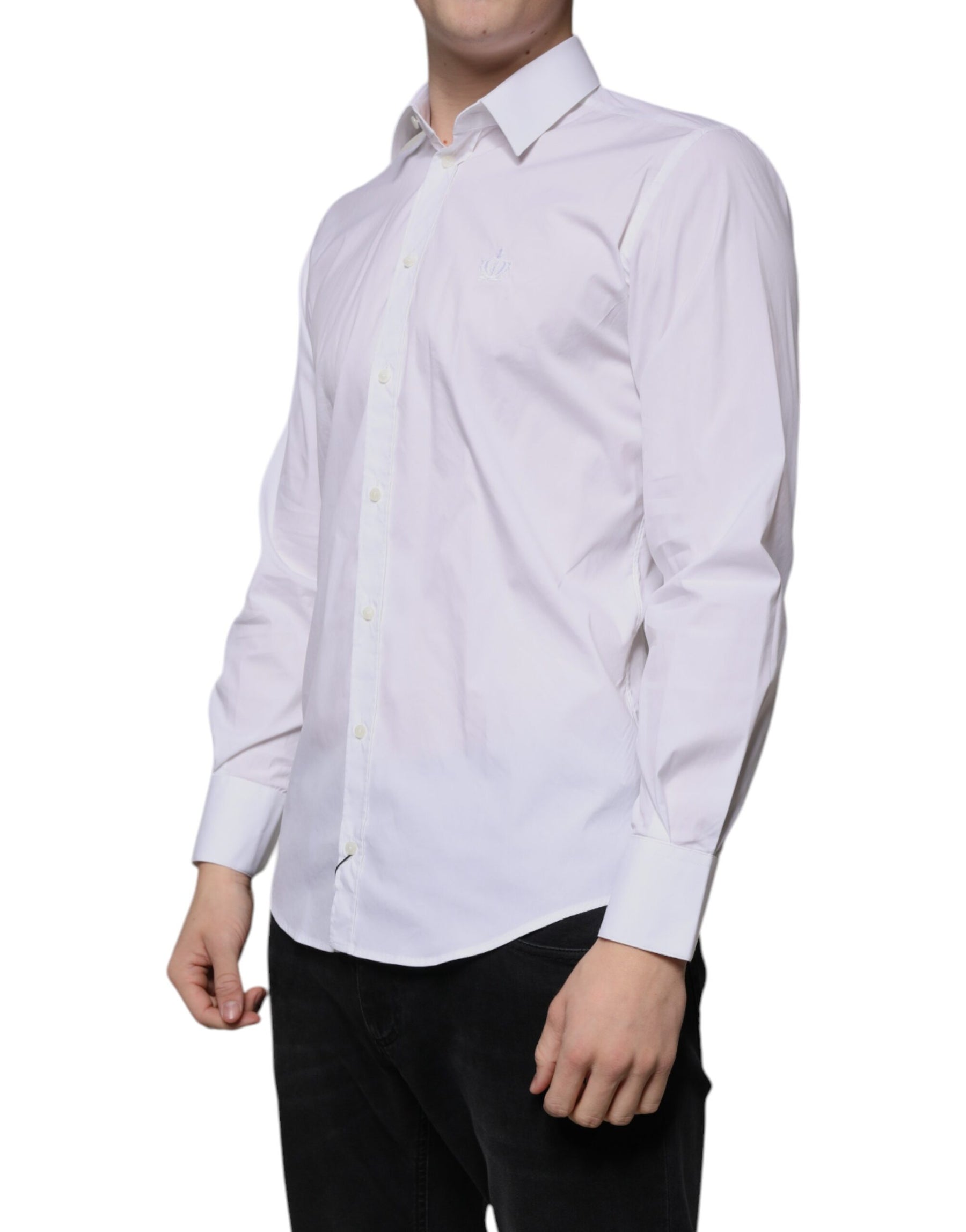 Dolce & Gabbana White Cotton Slim Fit Men MARTINI Dress Shirt | Regal Royce