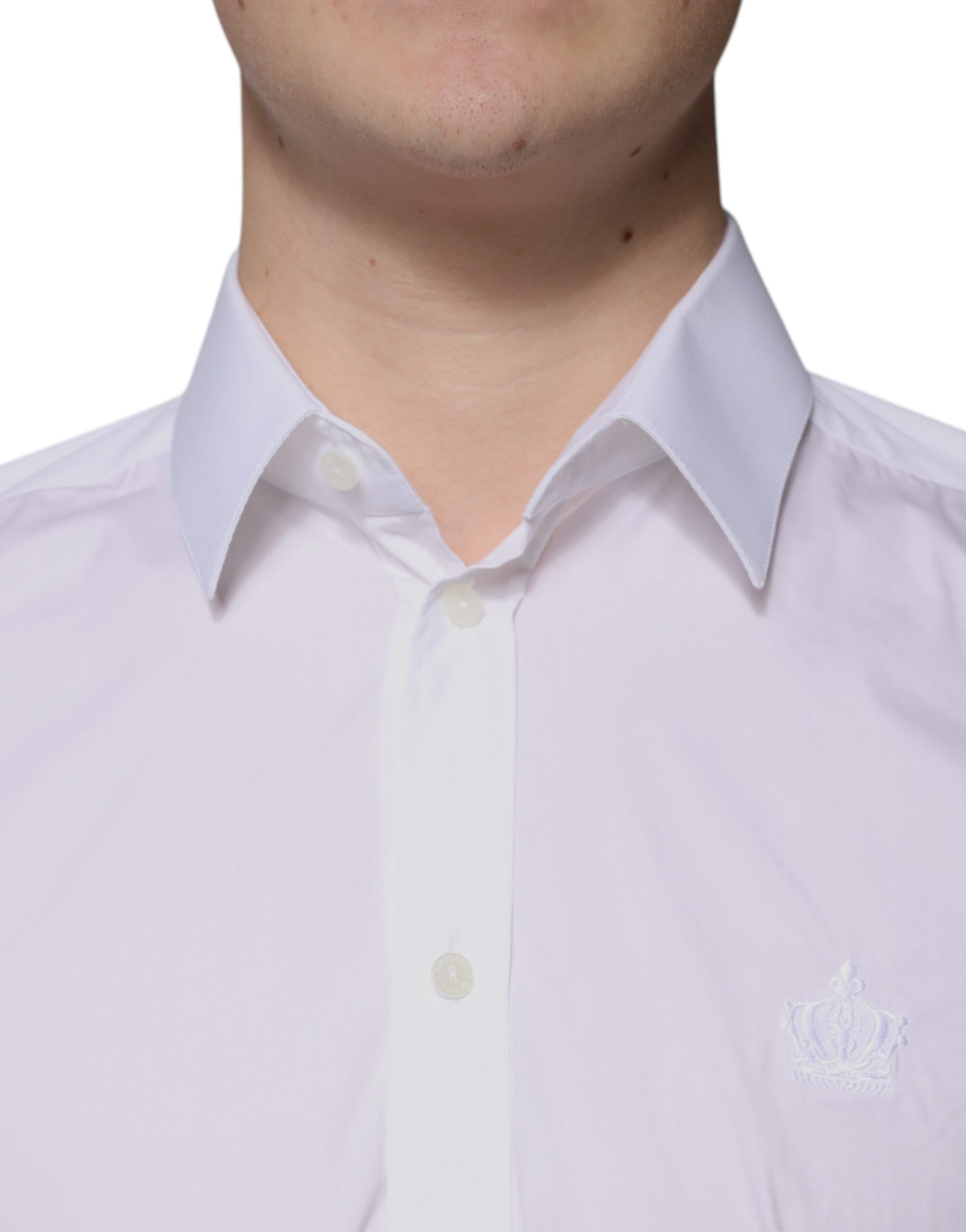 Dolce & Gabbana White Cotton Slim Fit Men MARTINI Dress Shirt | Regal Royce