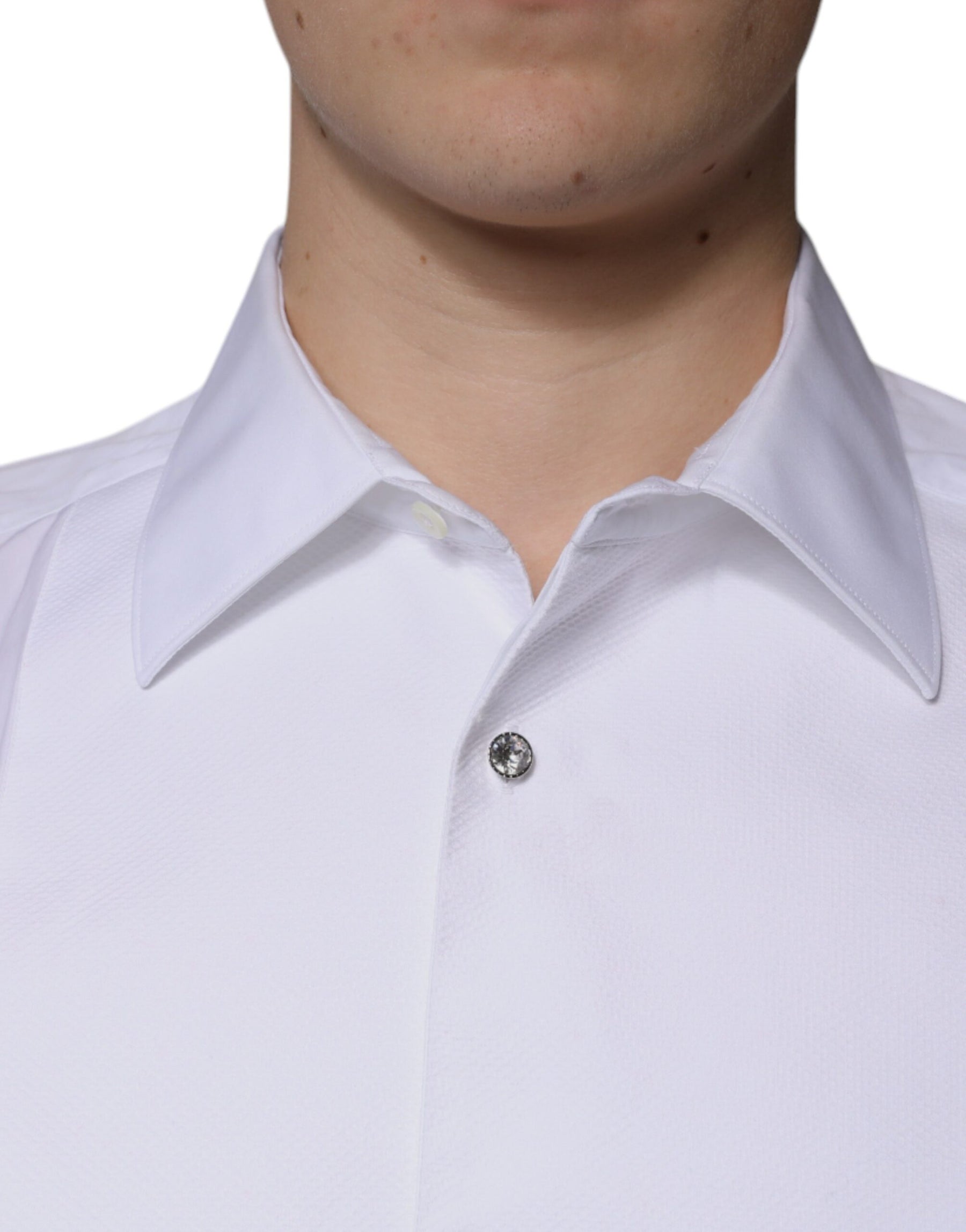 Dolce & Gabbana White Bib Cotton Poplin GOLD Men Formal Shirt | Regal Royce