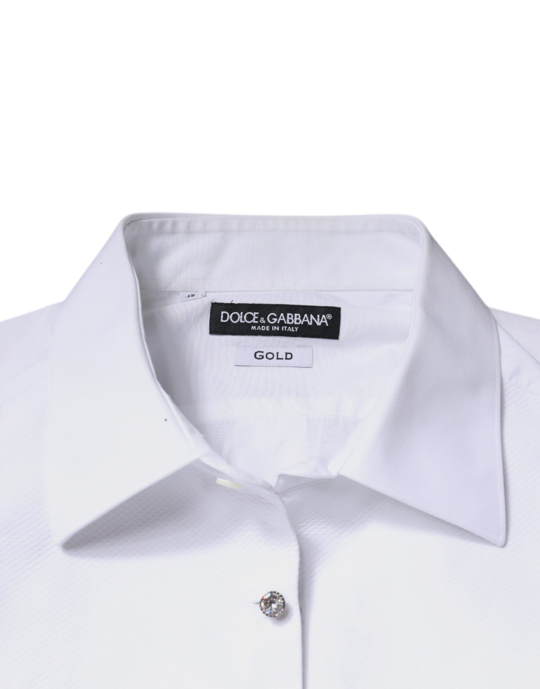 Dolce & Gabbana White Bib Cotton Poplin GOLD Men Formal Shirt | Regal Royce