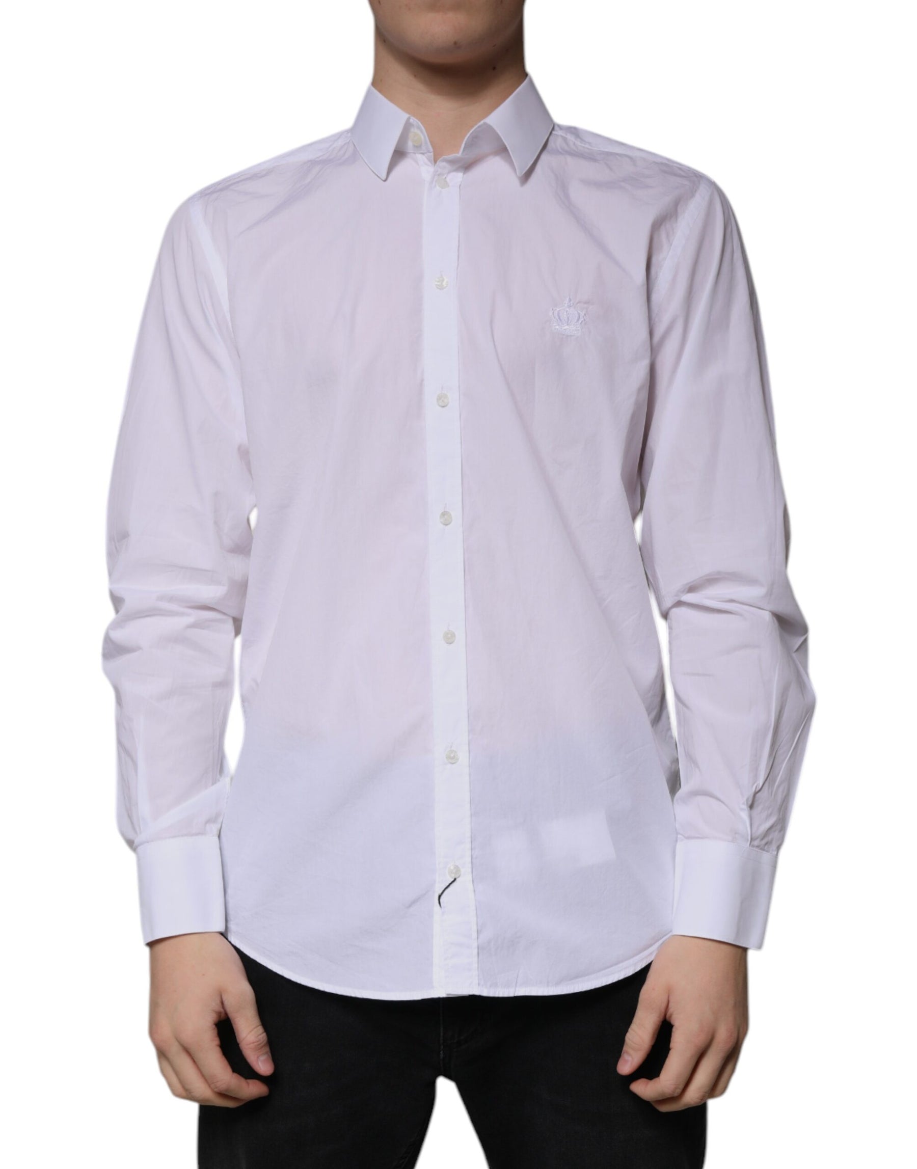 Dolce & Gabbana White Cotton Slim Fit MARTINI Men Dress Shirt | Regal Royce