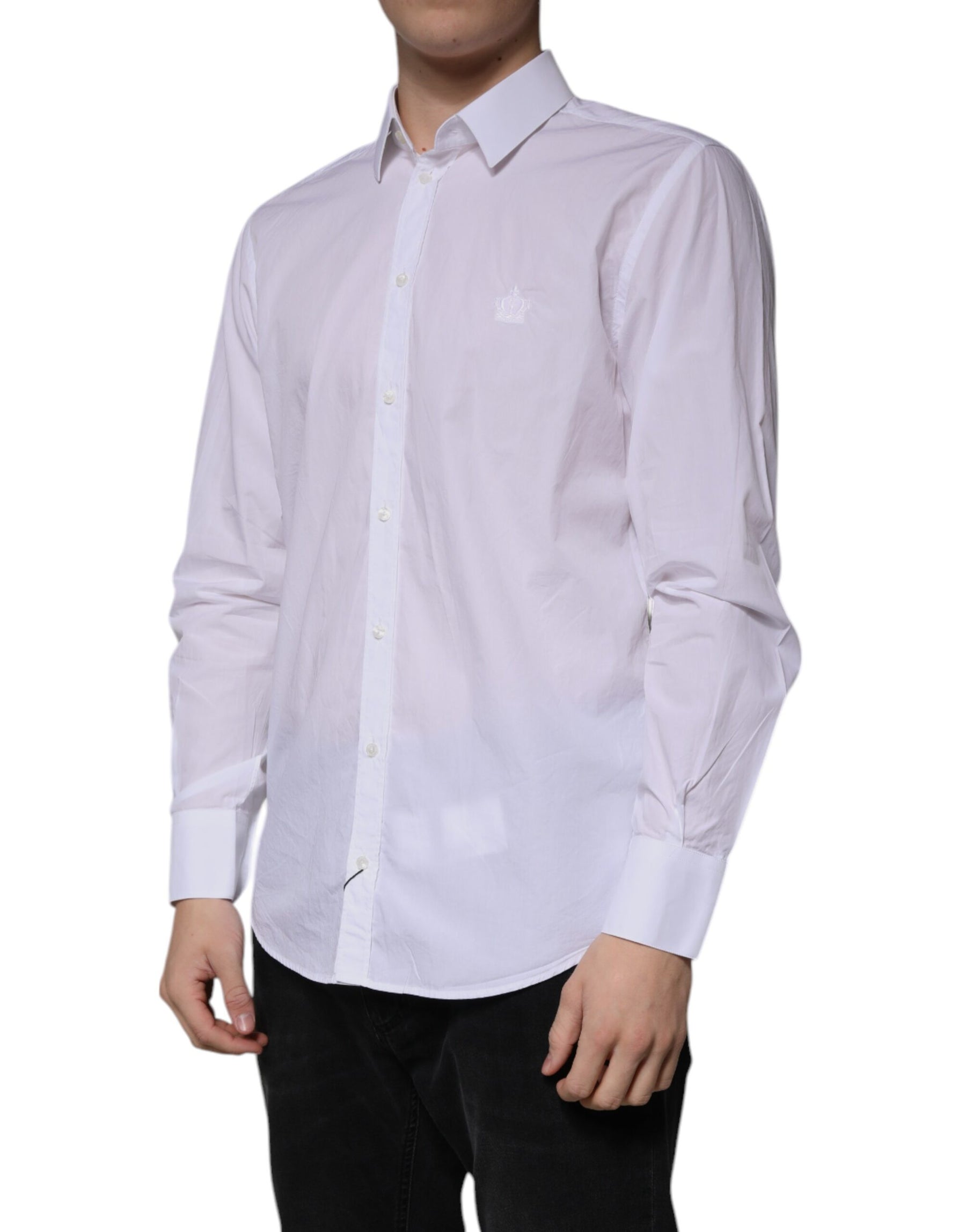 Dolce & Gabbana White Cotton Slim Fit MARTINI Men Dress Shirt | Regal Royce