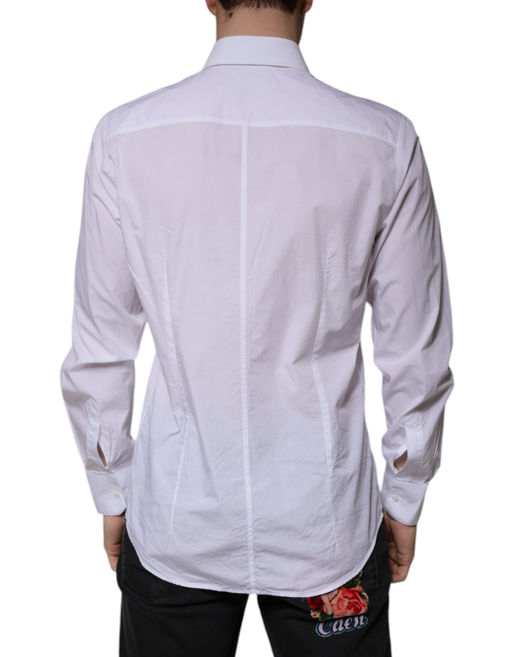 Dolce & Gabbana White Cotton Slim Fit MARTINI Men Dress Shirt | Regal Royce