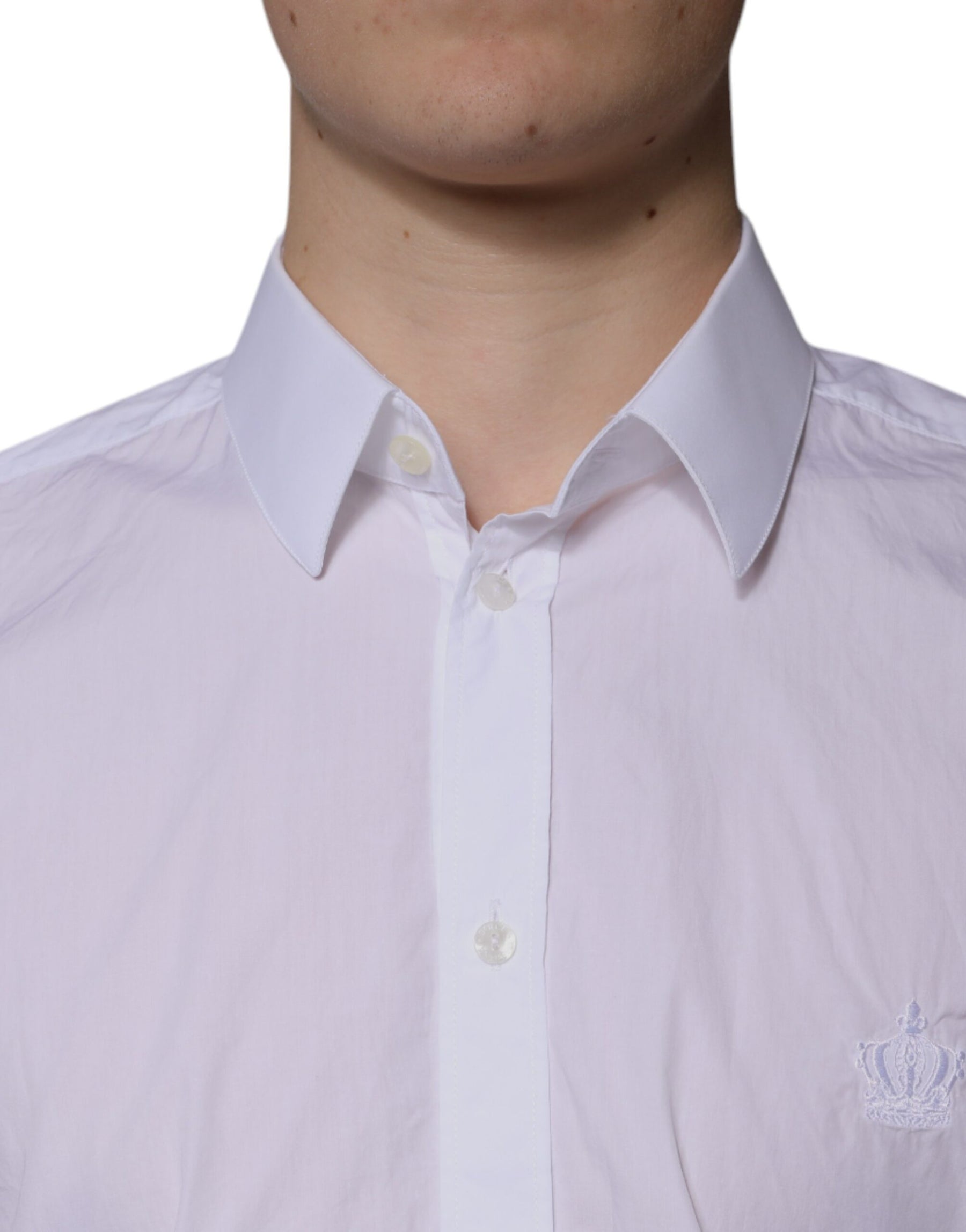 Dolce & Gabbana White Cotton Slim Fit MARTINI Men Dress Shirt | Regal Royce