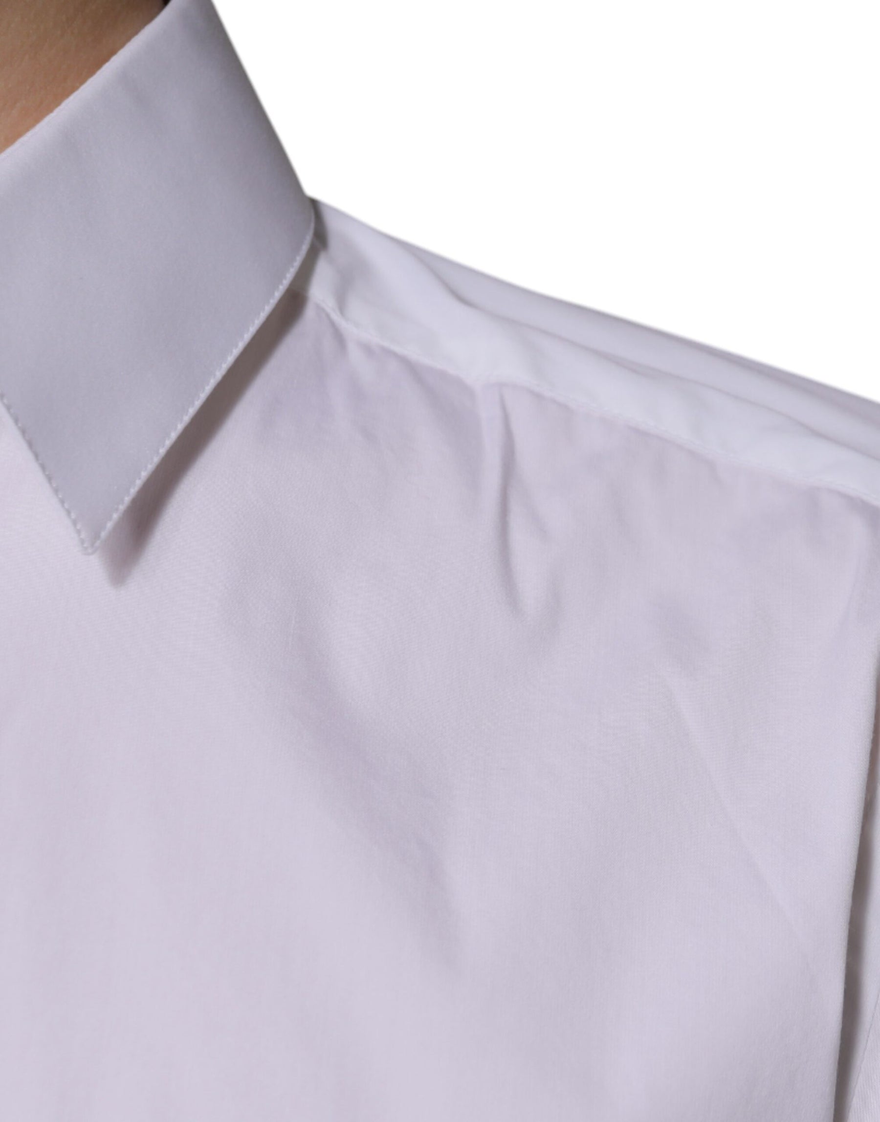 Dolce & Gabbana White Cotton Long Sleeve GOLD Dress Shirt | Regal Royce