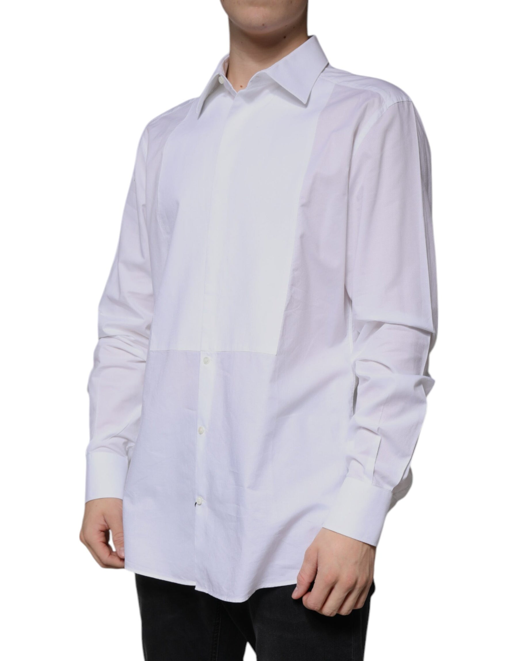 Dolce & Gabbana White Bib Cotton Poplin GOLD Formal Shirt | Regal Royce