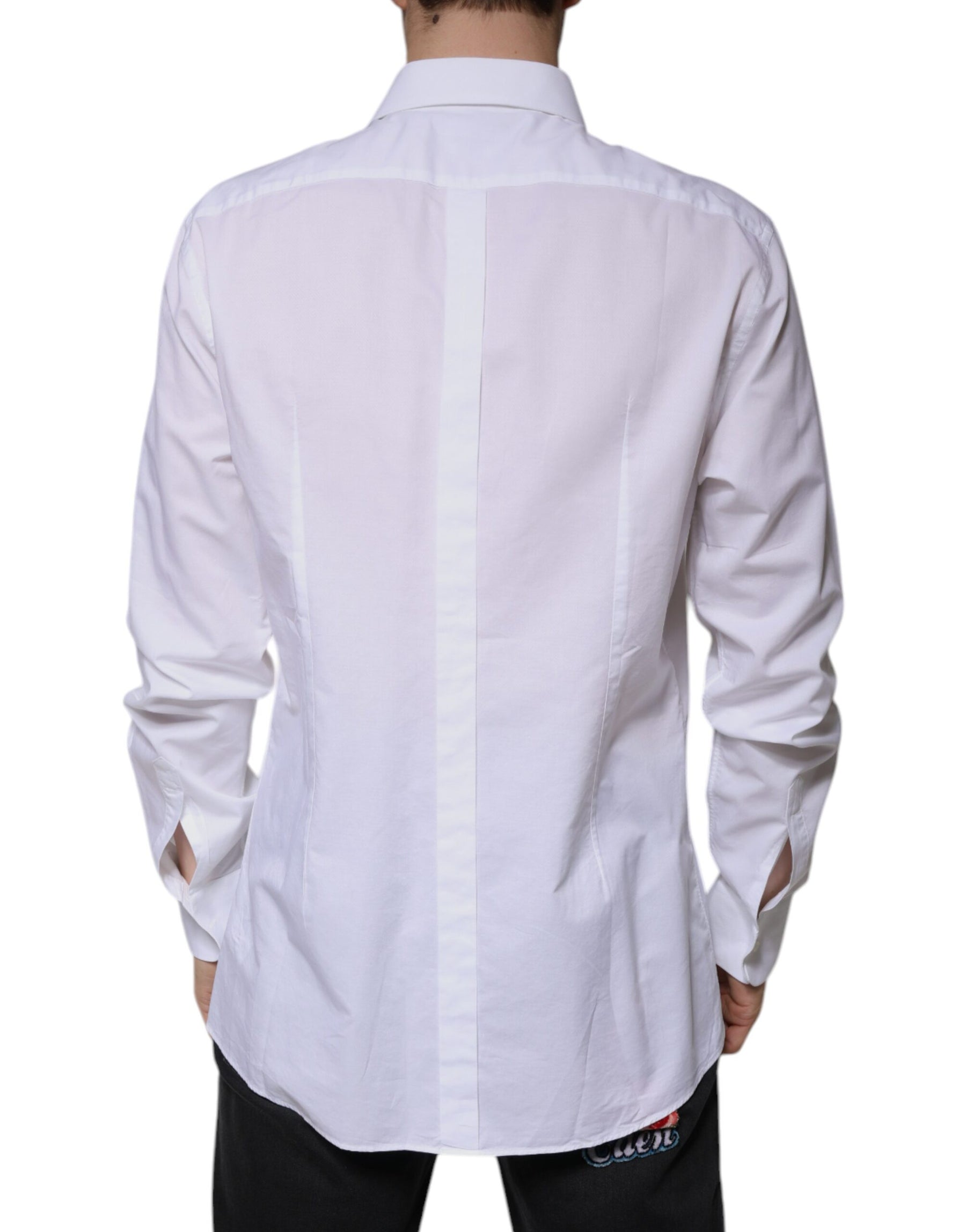 Dolce & Gabbana White Bib Cotton Poplin GOLD Formal Shirt | Regal Royce