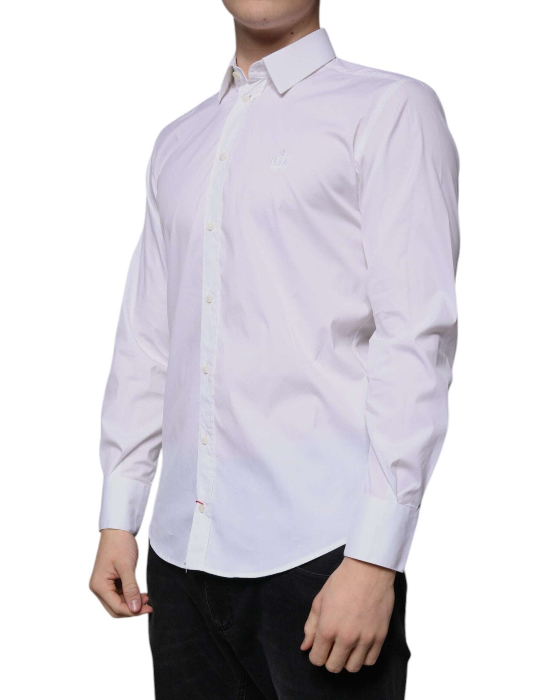Dolce & Gabbana White Cotton Blend Formal MARTINI Shirt | Regal Royce