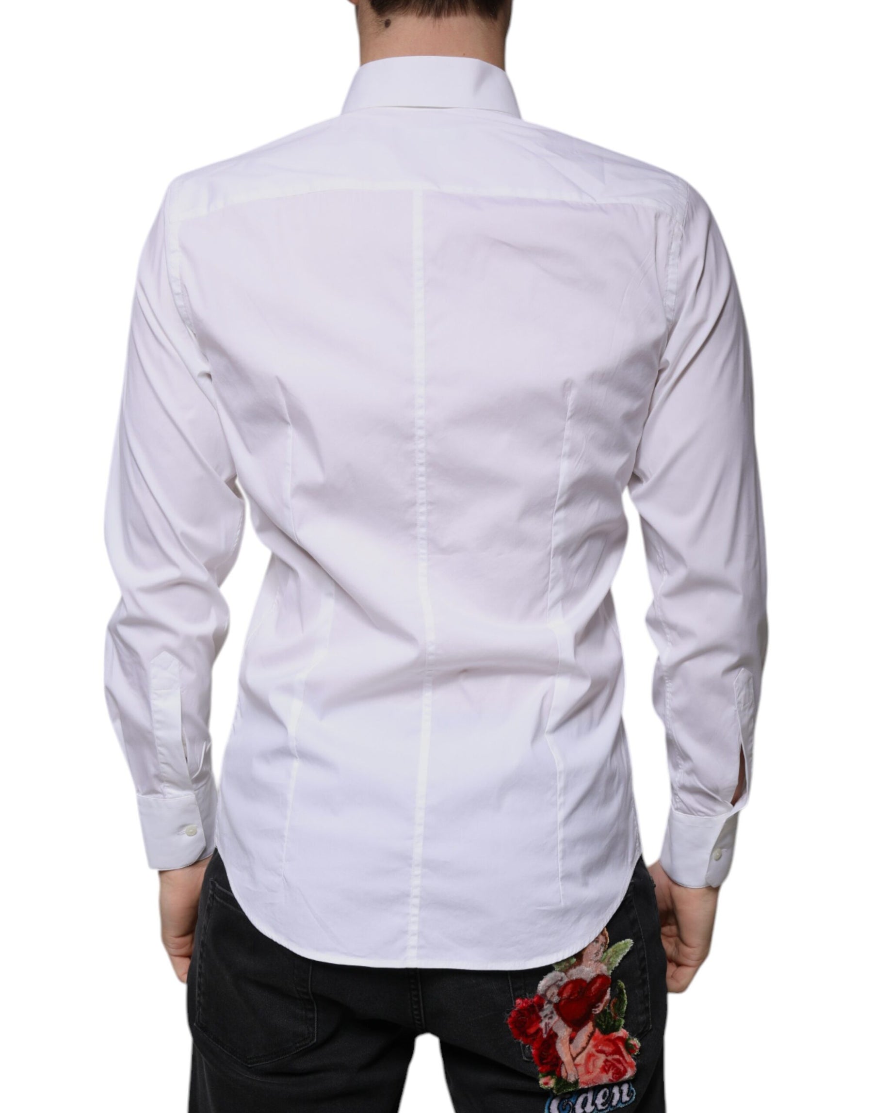 Dolce & Gabbana White Cotton Blend Formal MARTINI Shirt | Regal Royce