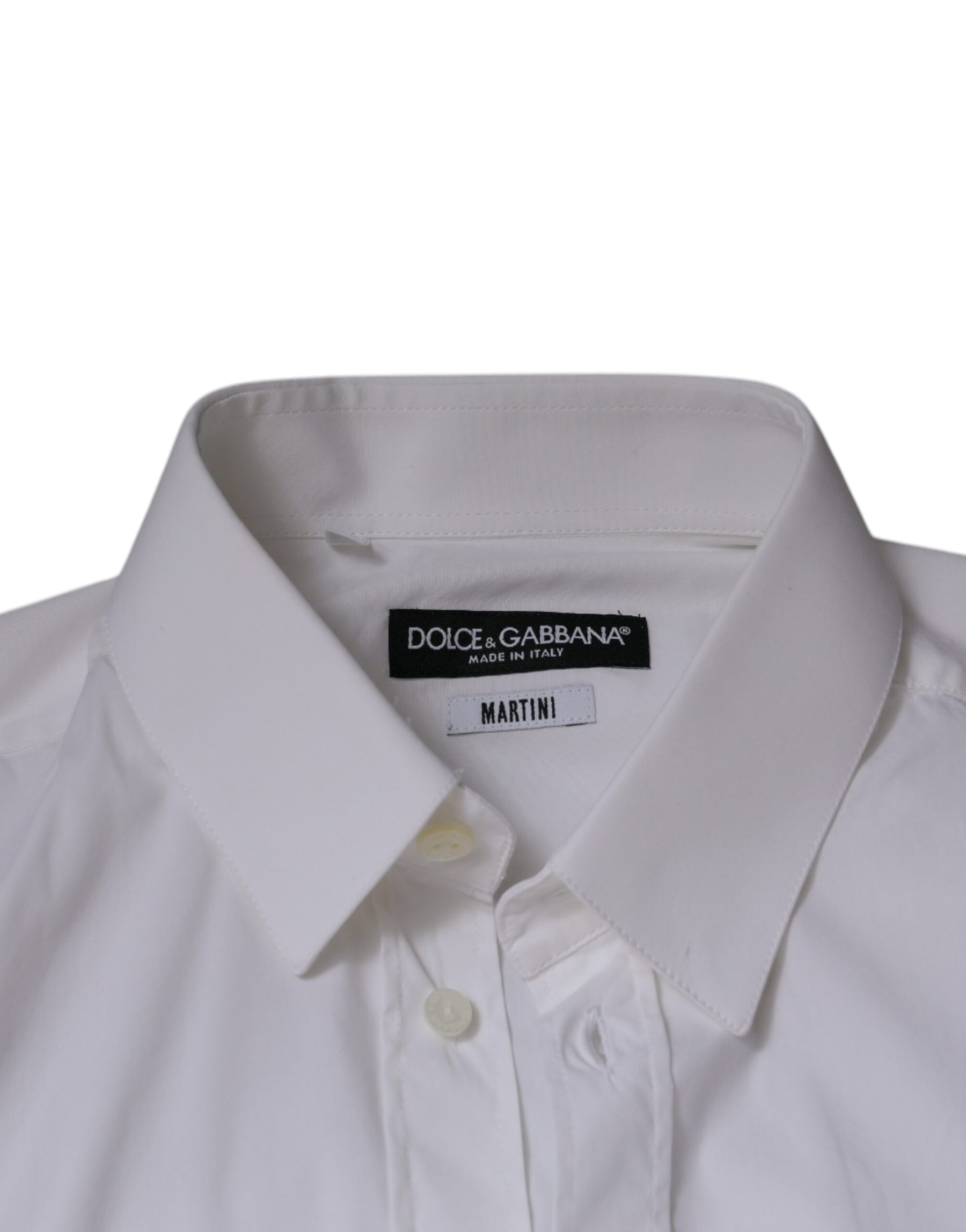 Dolce & Gabbana White Cotton Blend Formal MARTINI Shirt | Regal Royce