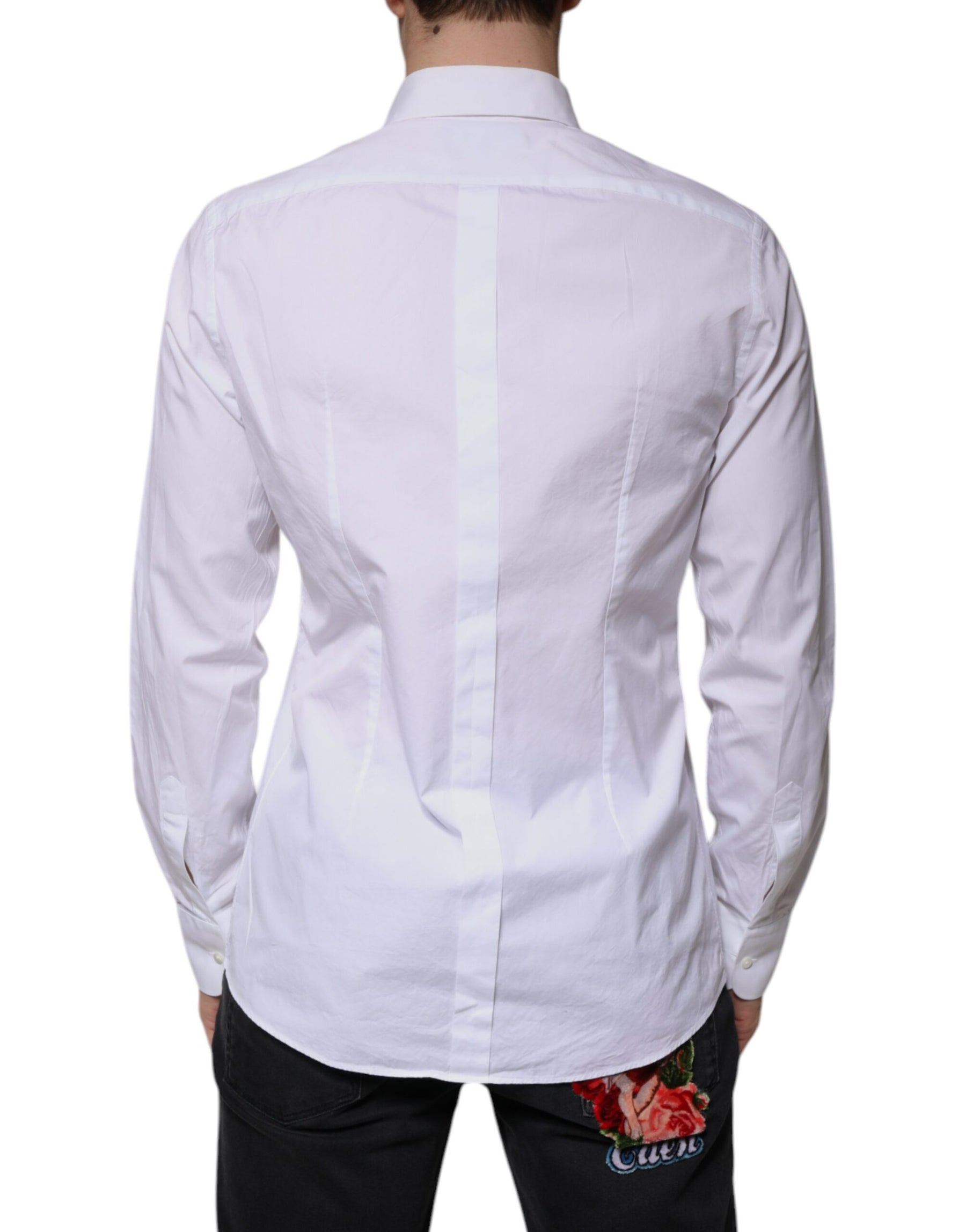 Dolce & Gabbana White Bib Cotton Poplin GOLD Men Formal Shirt | Regal Royce