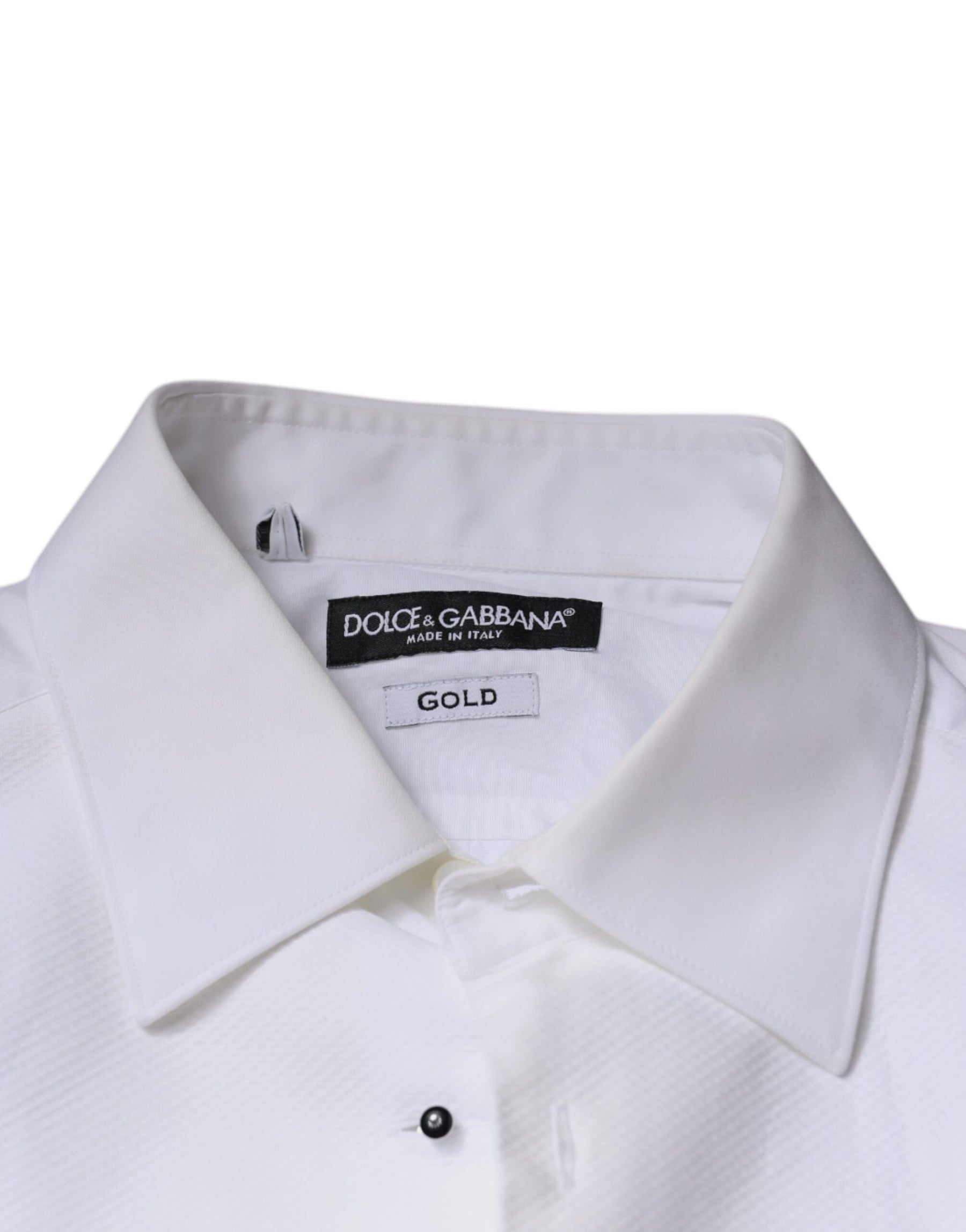 Dolce & Gabbana White Bib Cotton Poplin GOLD Men Formal Shirt | Regal Royce