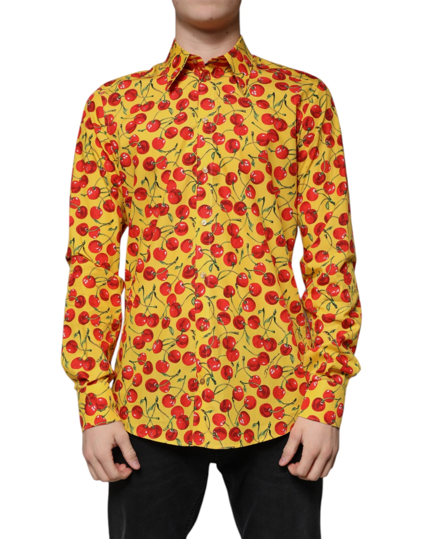 Dolce & Gabbana Yellow Cherry Cotton MARTINI Dress Shirt | Regal Royce